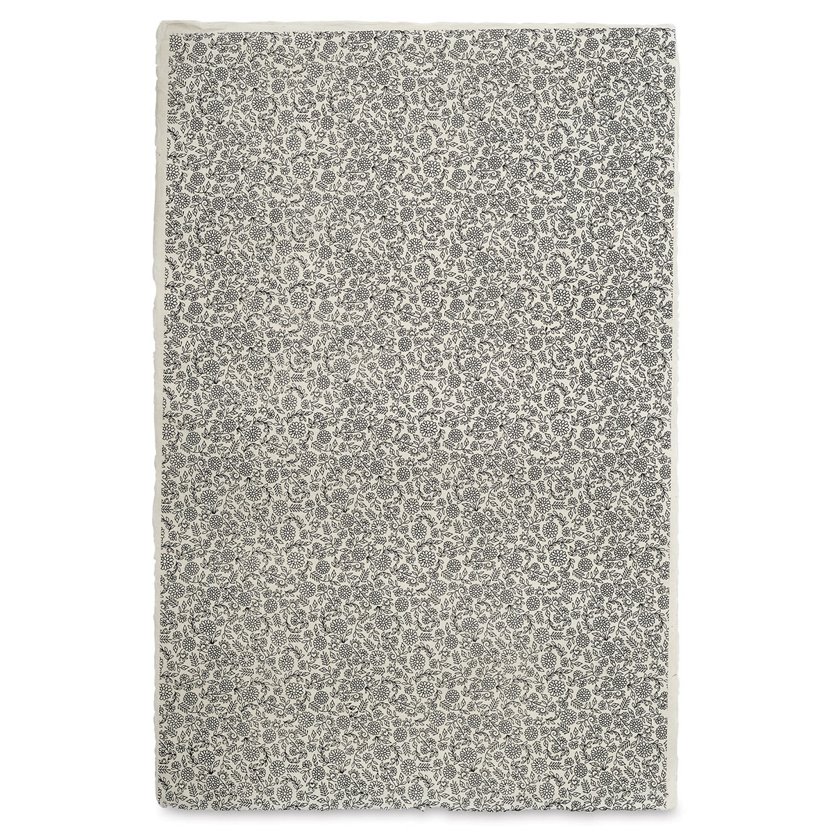 Lokta Paper - Floral, Black and Cream, 20" x 30"
