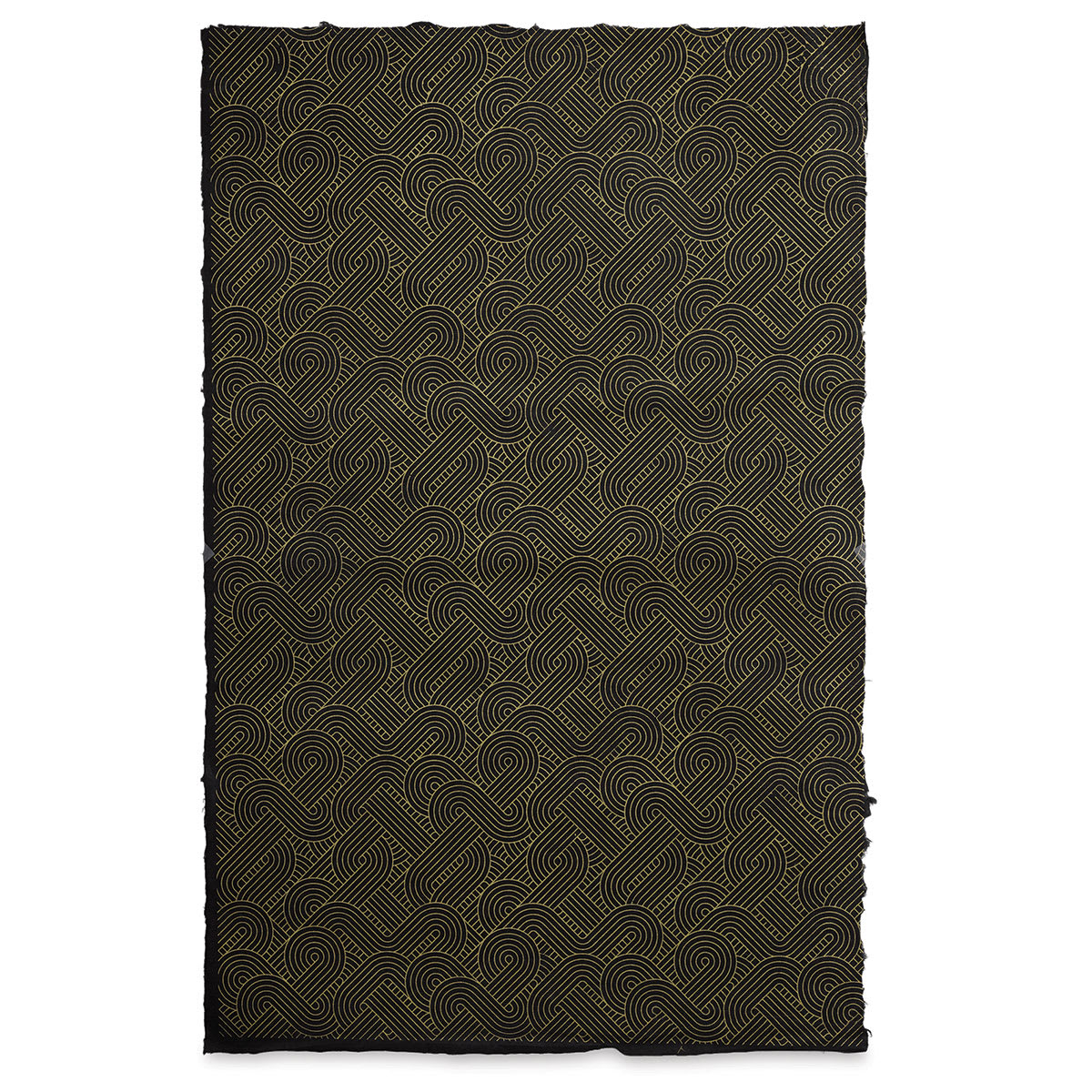 Geo Print Lokta Paper - Gold and Black, 20" x 30" (front of paper)