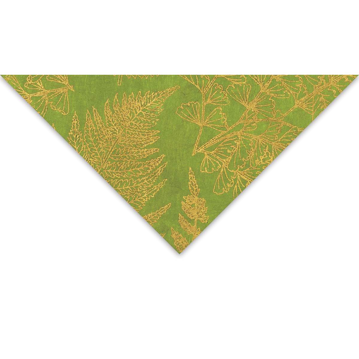 Screenprinted Lokta Paper - Leaves, Olive and Gold, 20'' x 30''