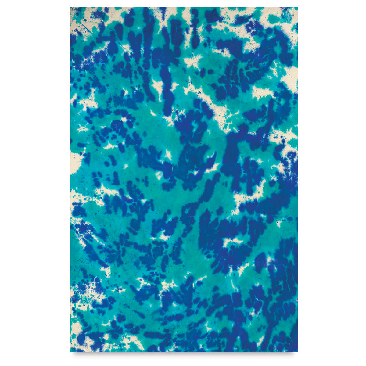 Screenprinted Lokta Paper - Tie Dye, Blues, 20'' x 30''