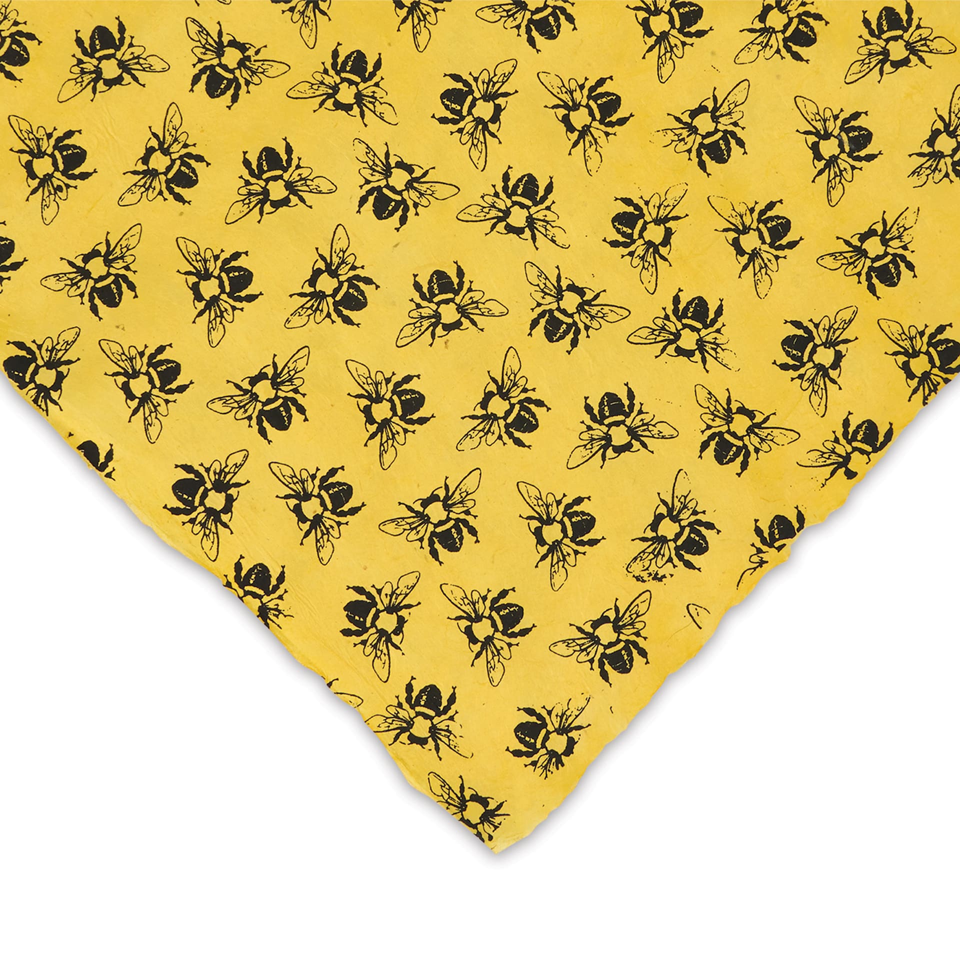 Lokta Paper - Bees, Black/Yellow, 20" x 30", corner of sheet