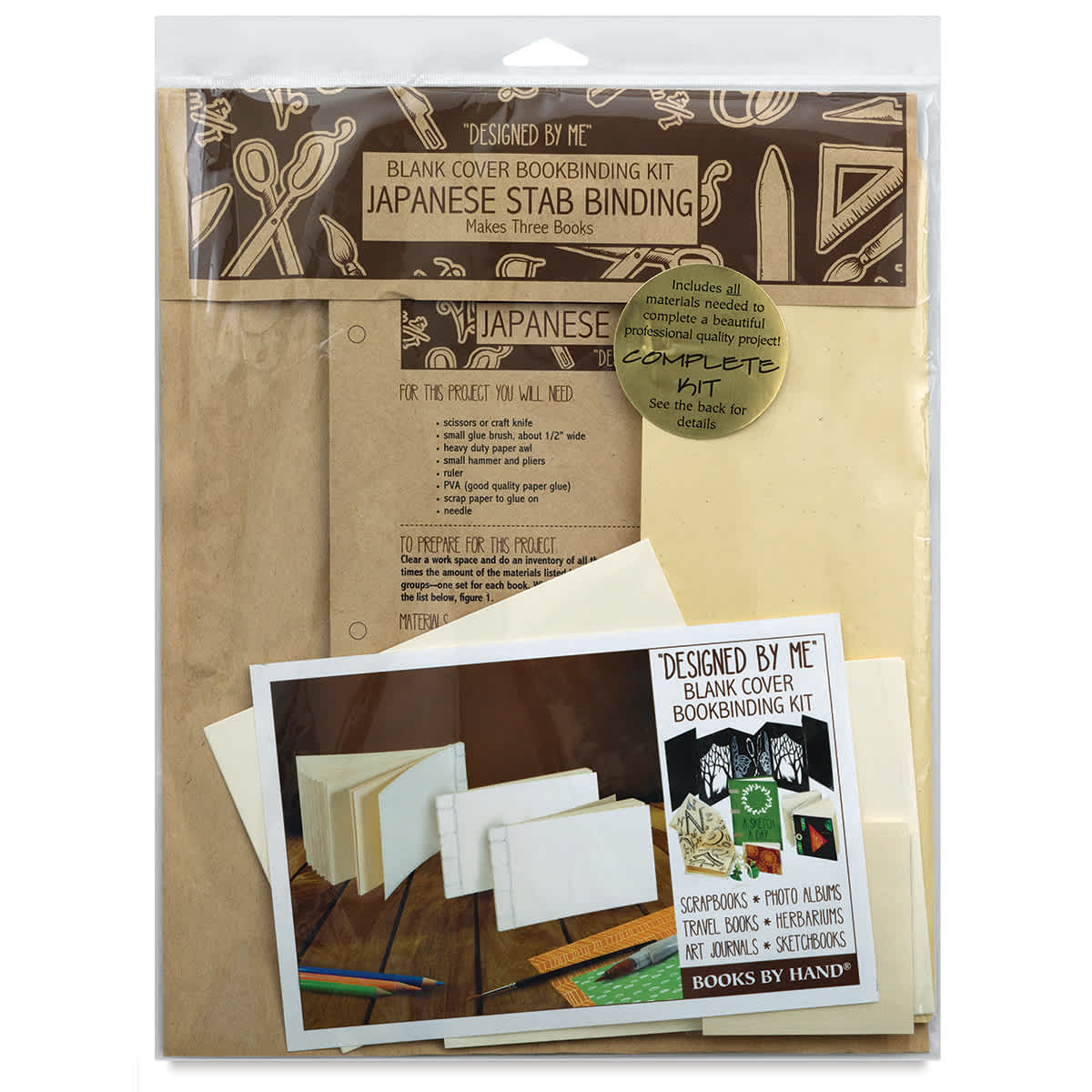 Books by Hand "Designed by Me" Blank Cover - Japanese Stab Binding Book Kit packaging