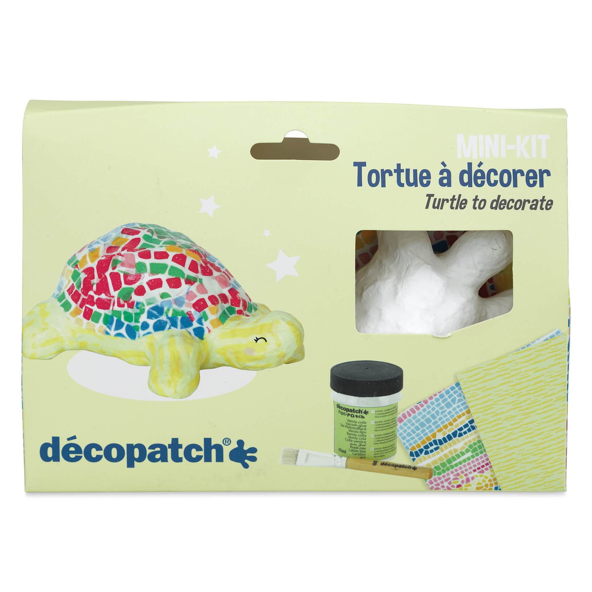 DecoPatch Paper Mache Turtle Kit, front of the packaging