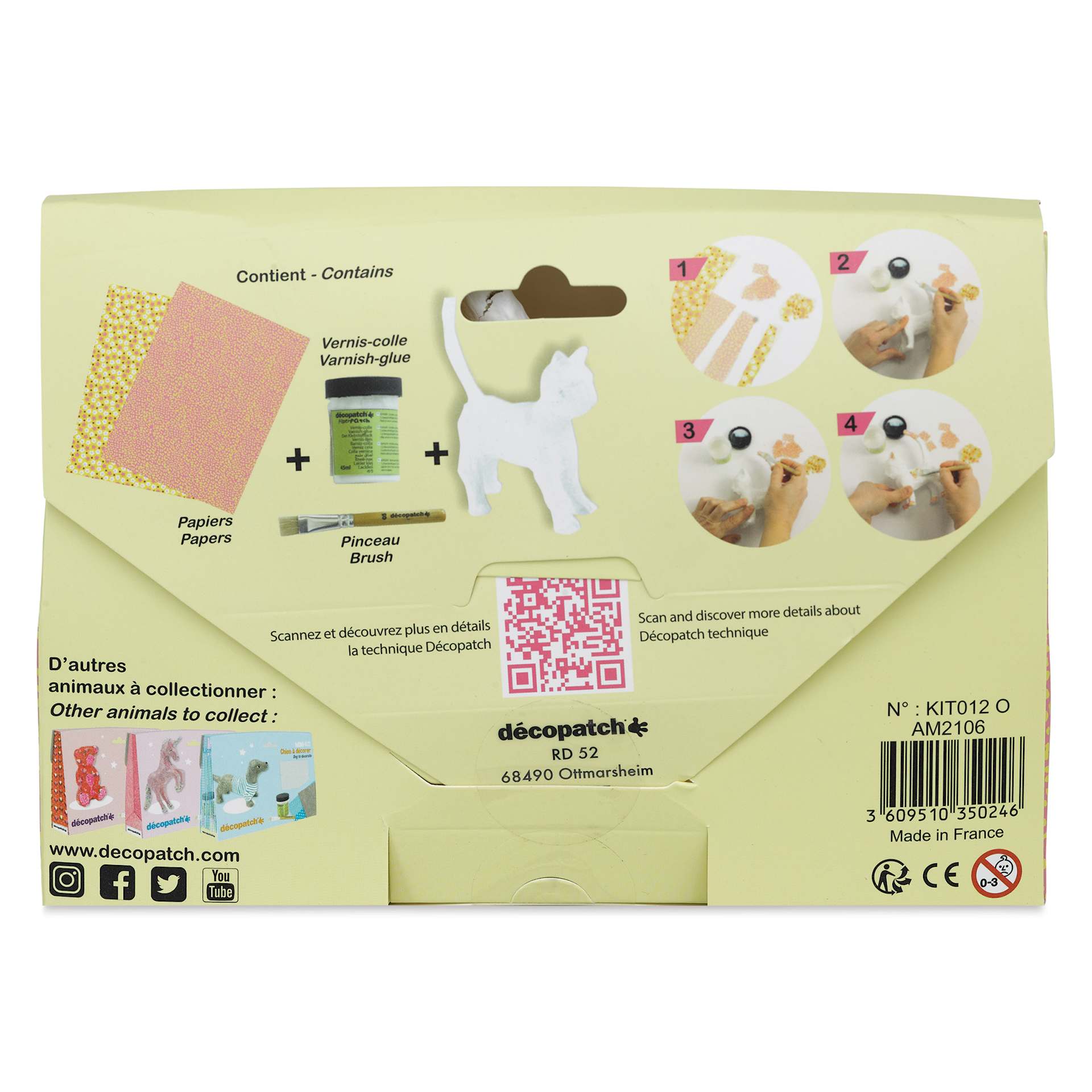 DecoPatch Paper Mache Cat Kit, back of the packaging