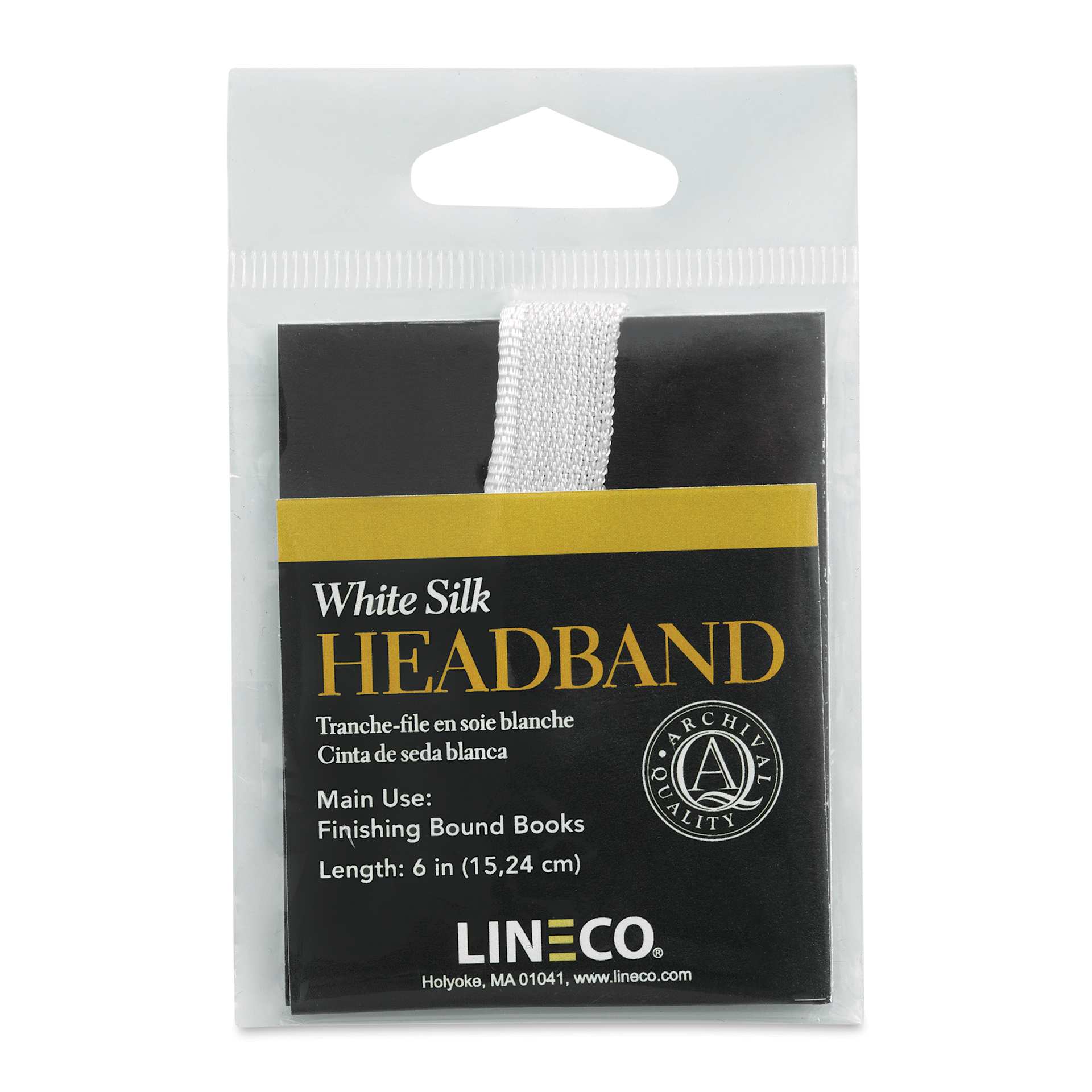 Lineco White Silk Headband (front of packaging)