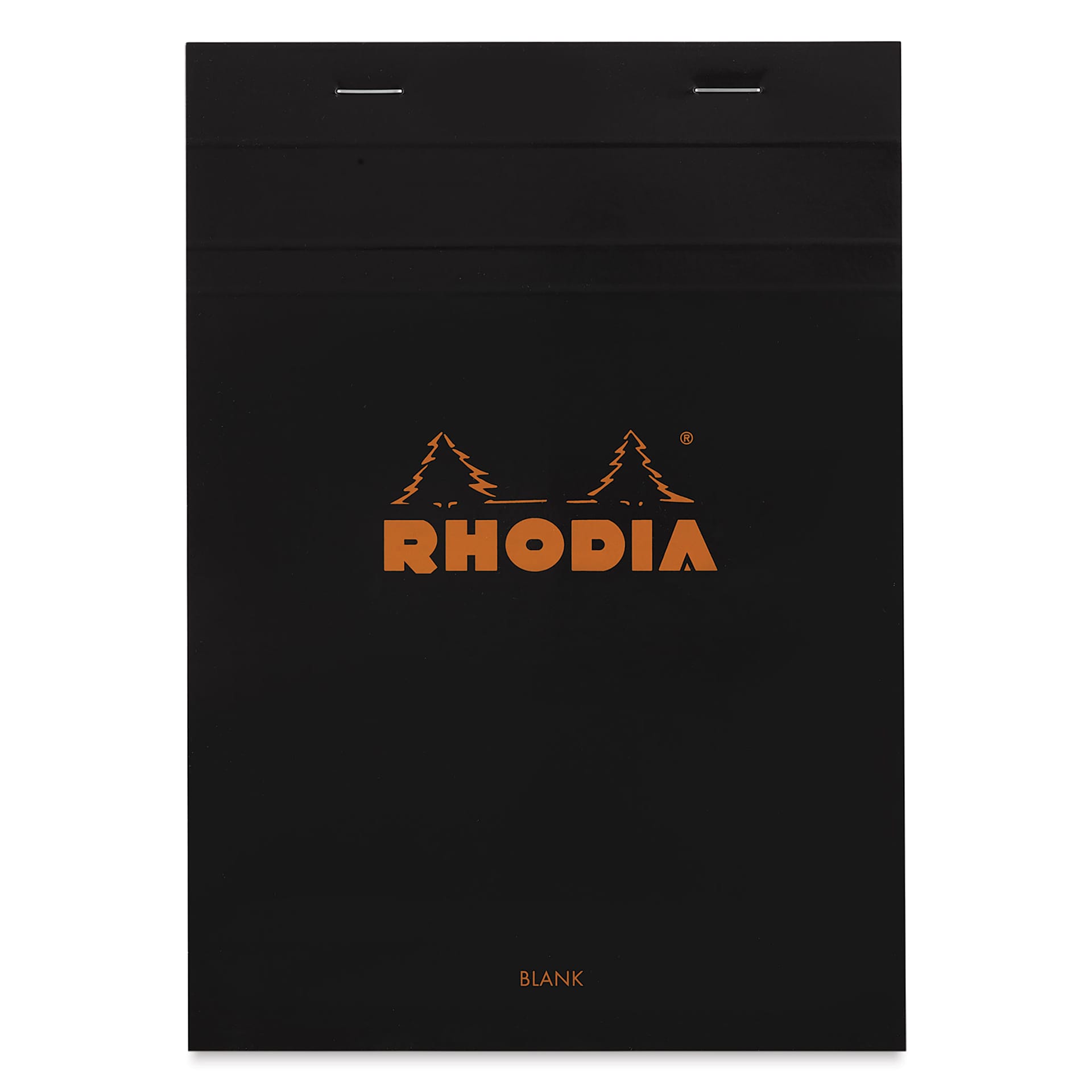Rhodia Top-Stapled Notepad - Black, Blank, 6" x 8-1/4" (front)