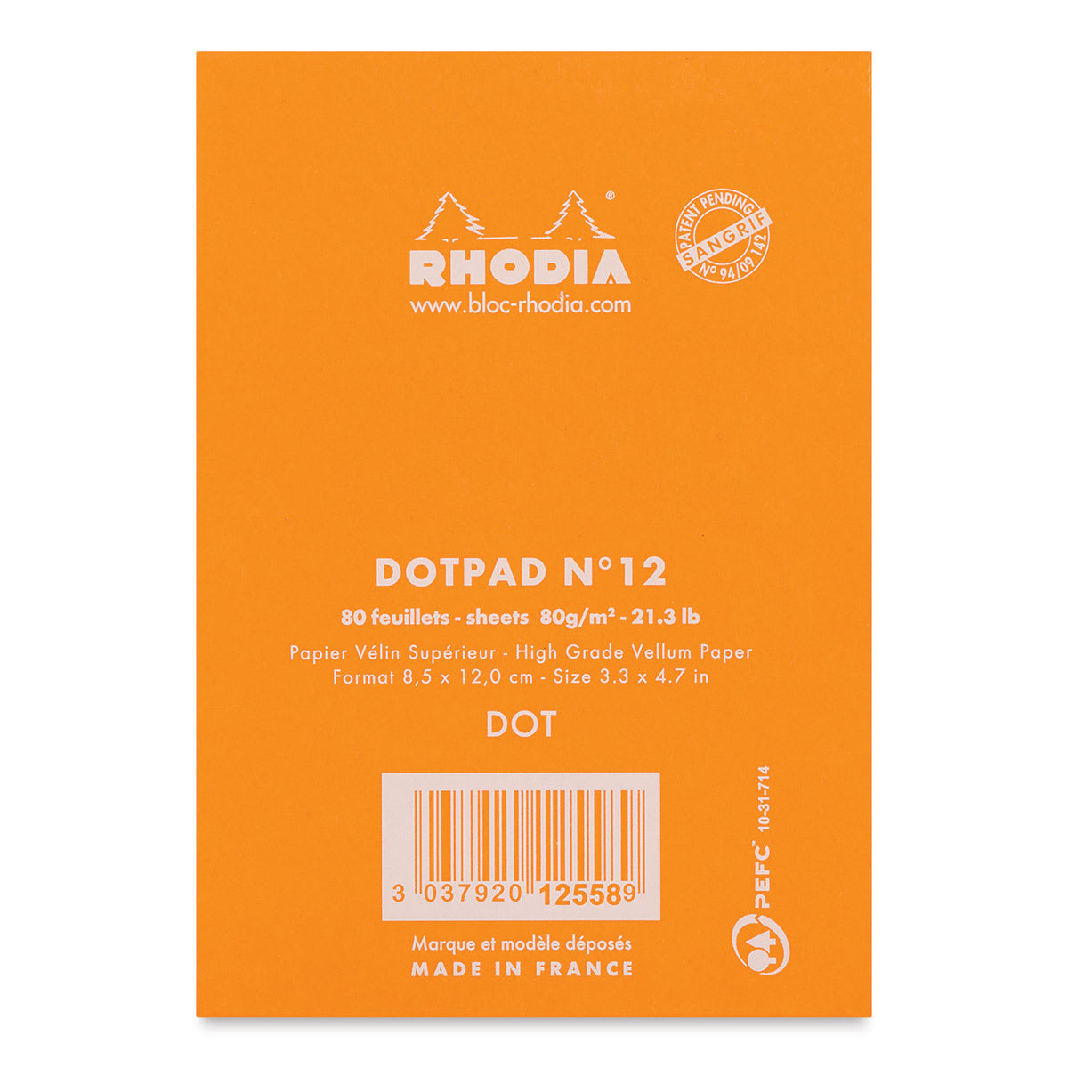 Rhodia Top-Stapled Notepad - Orange, DotPad, 3-3/8" x 4-3/4" (back cover) Rhodia Top-Stapled Notepad - Orange, DotPad, 3-3/8" x 4-3/4" (back cover)
