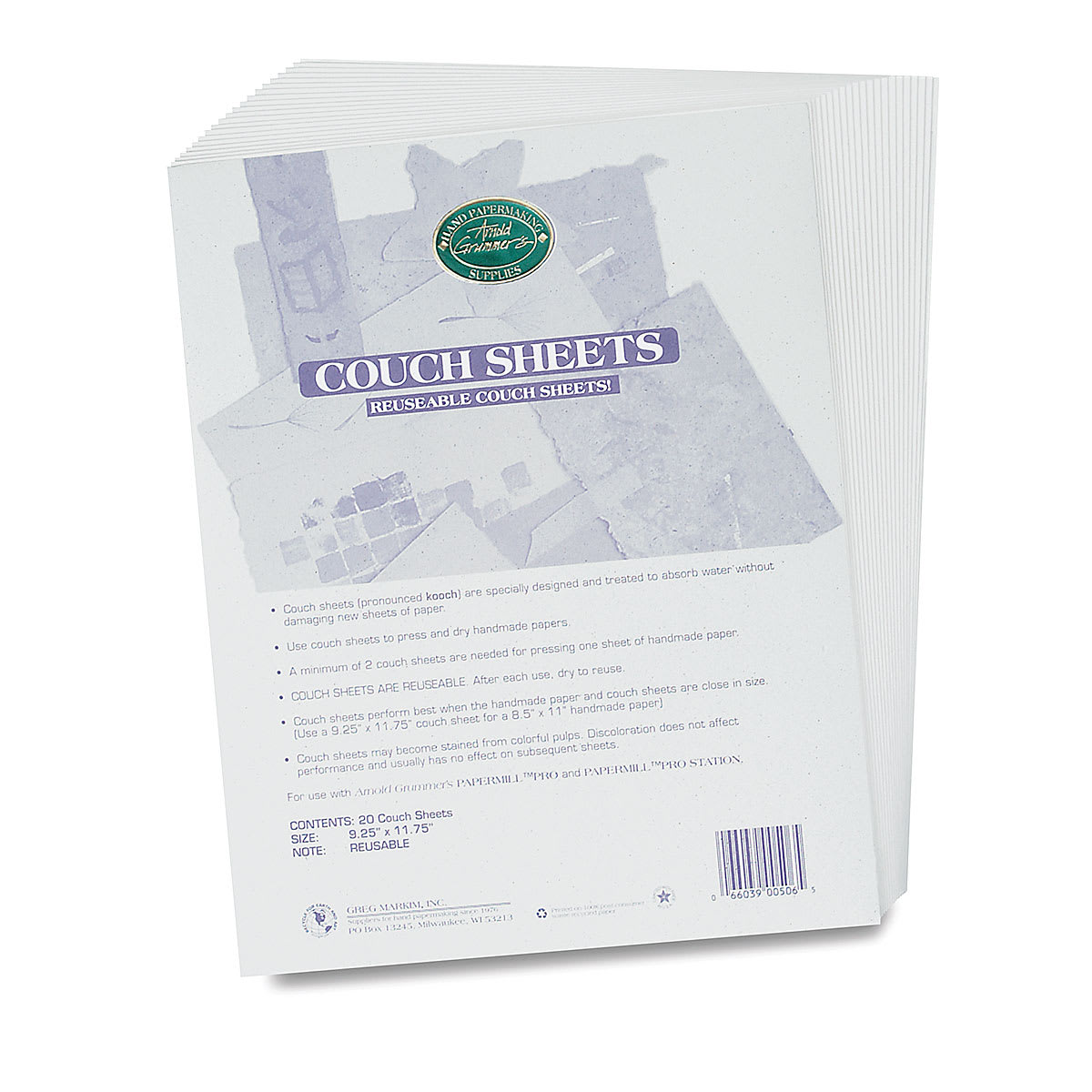 Arnold Grummer Couch Sheets, Pkg of 20 - 9-1/4" x 11-3/4", Pack of 20