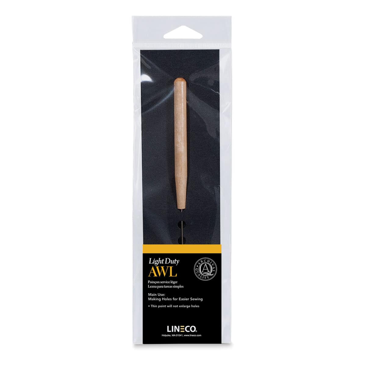 Lineco Light Duty Wooden Handle Awl front of packaging