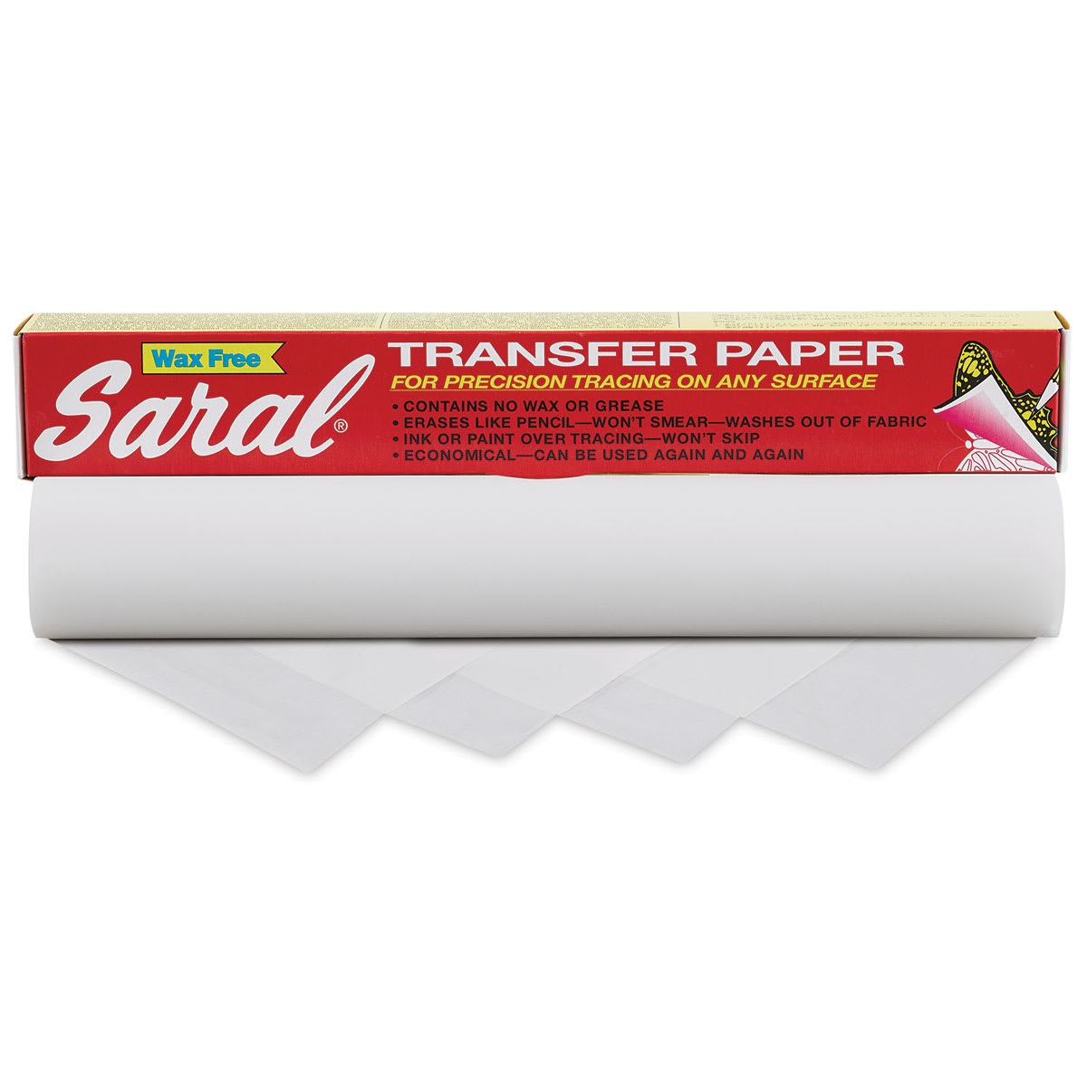 Saral Wax Free Transfer Paper - White package shown with roll Saral Wax Free Transfer Paper - White package shown with roll