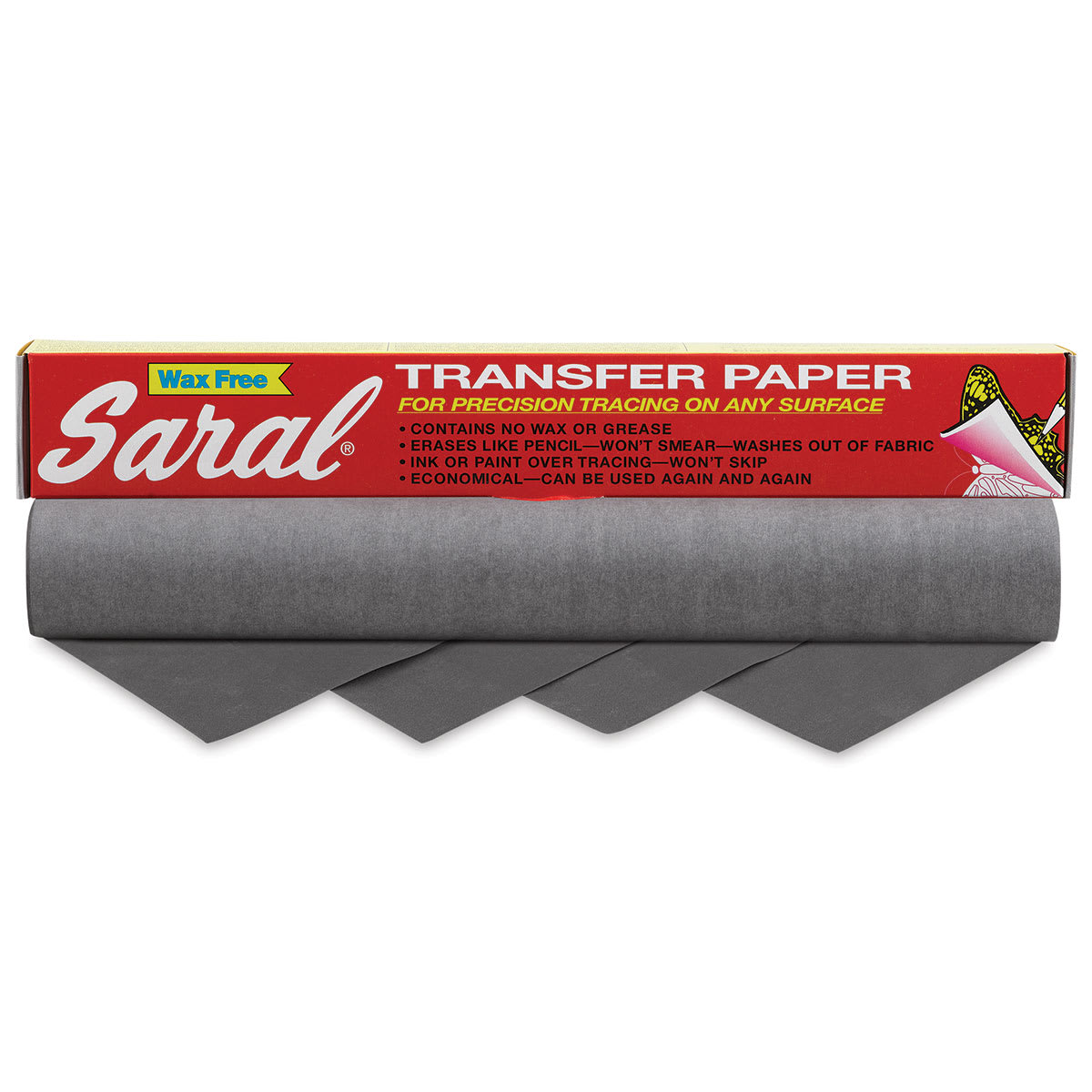 Saral Wax Free Transfer Paper - Graphite package shown with roll Saral Wax Free Transfer Paper - Graphite package shown with roll