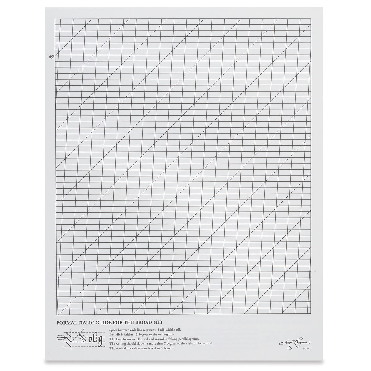 Bee Paper Aquabee Calligraphy Practice Pad - Included Italic Guide sheet shown