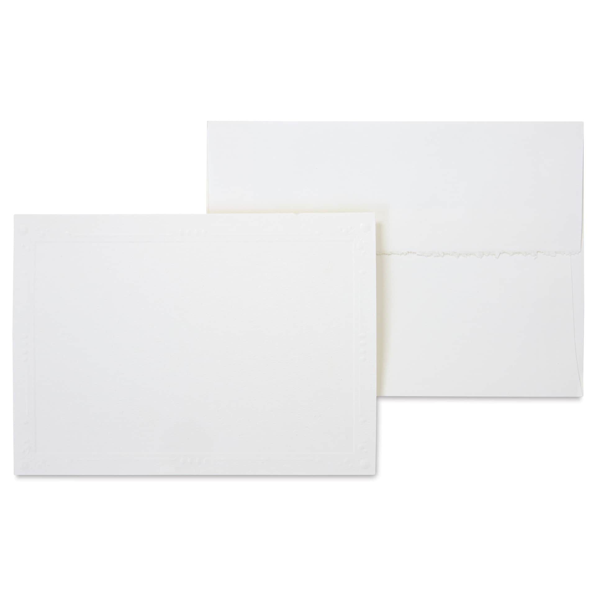 Strathmore Photo Mount Cards and Envelopes - White, Decorative Emboss, Pkg of 50, card and envelope