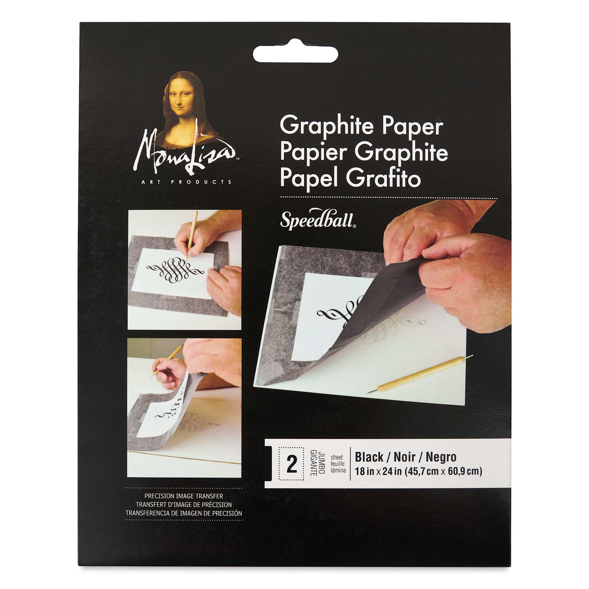 Mona Lisa Graphite Paper - Black, 18" x 24", Pkg of 2, front of package