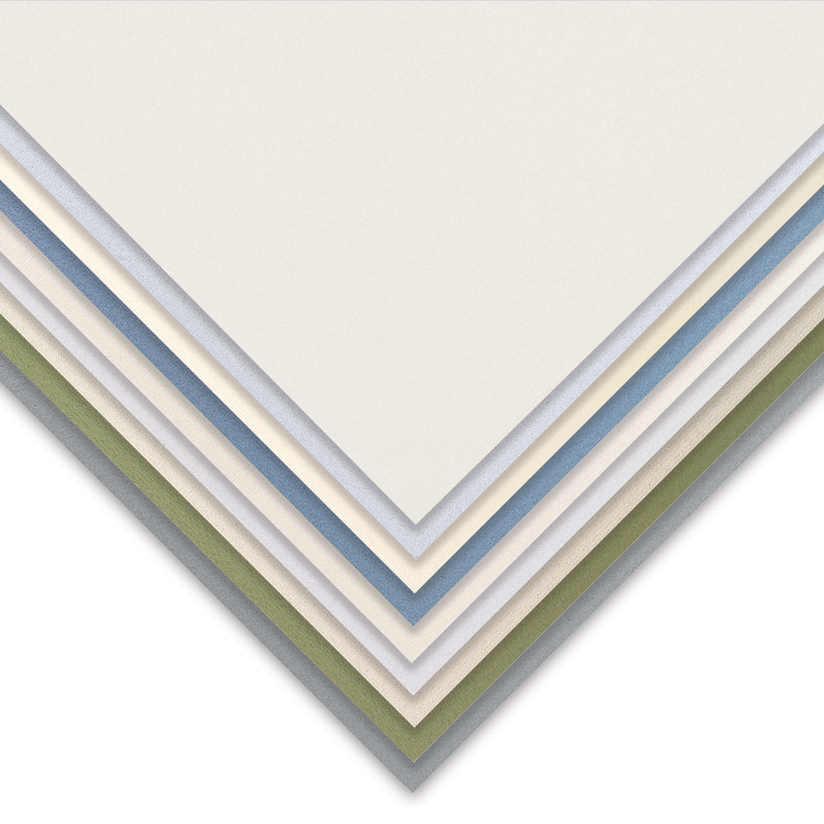 Crescent Berkeley Flannel Cream Core Matboard - Closeup of corner of several colors
Crescent Berkeley Flannel Cream Core Matboard - Closeup of corner of several colors
