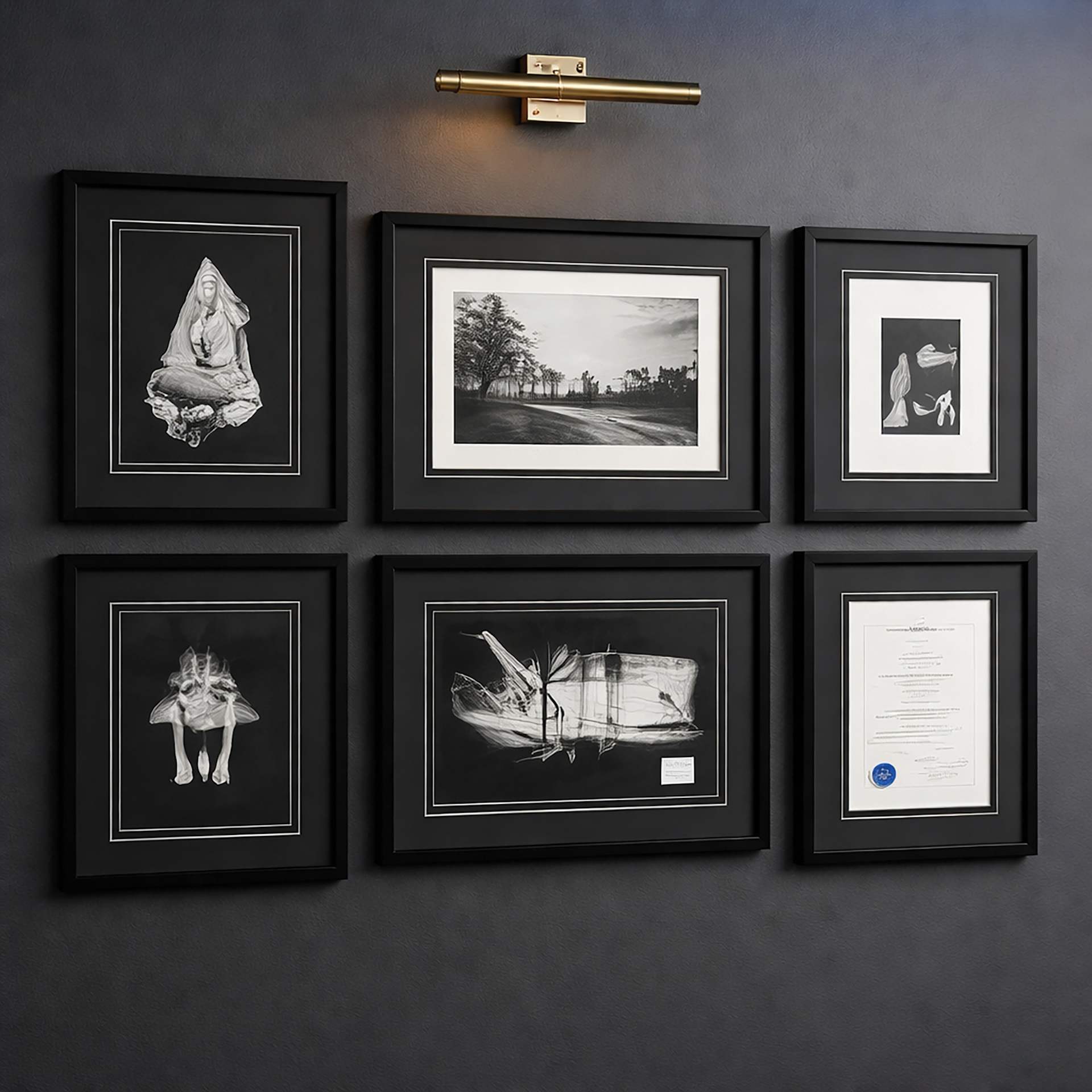 Crescent Berkeley White Core Matboard, used in framed artwork hung on gallery wall.