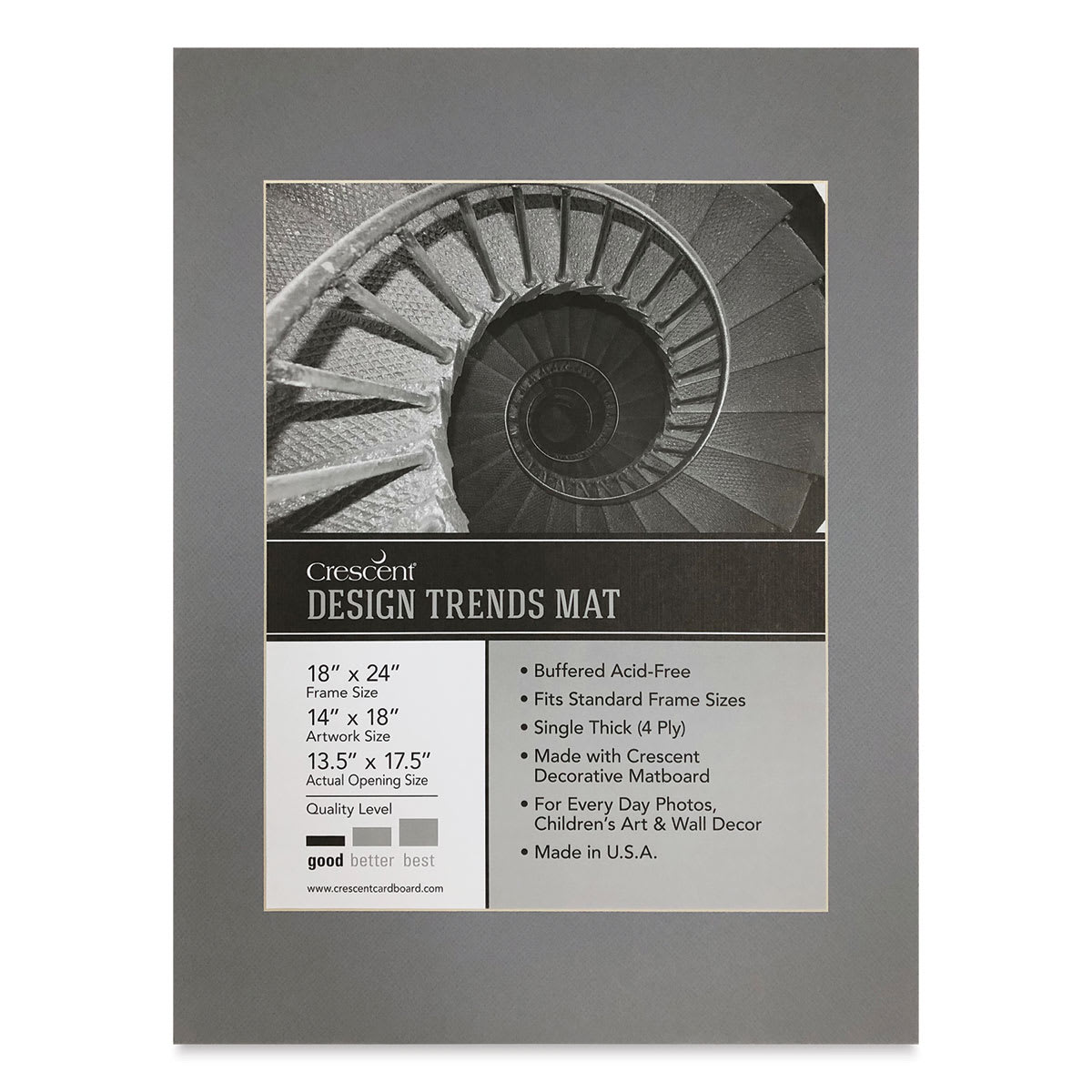 Crescent Pre-Cut Mat - Bar Harbor Gray, 18" x 24" (13-1/2" x 17-1/2" Opening)
