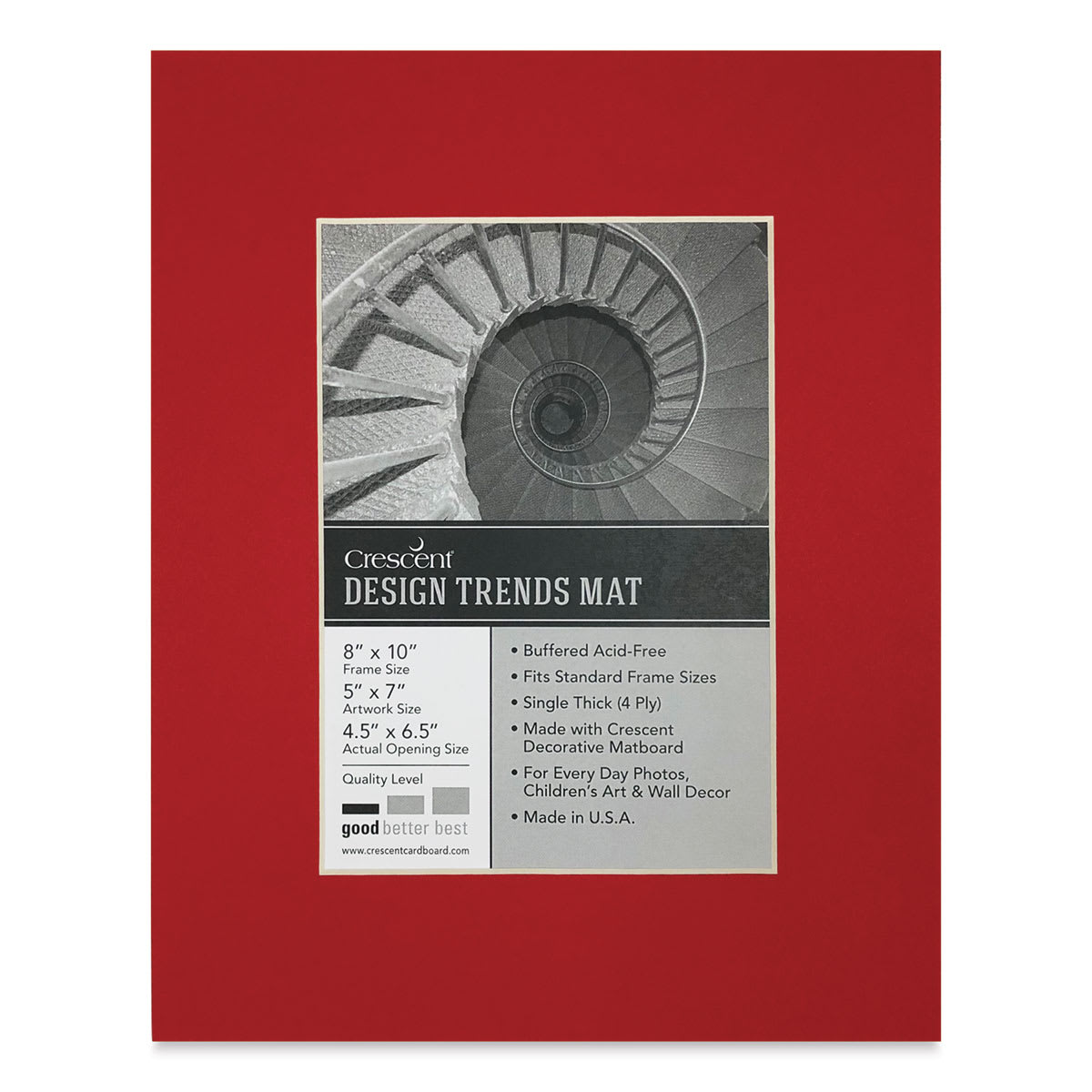 Crescent Pre-Cut Mat - Chinese Red, 8" x 10" (4-1/2" x 6-1/2" Opening)