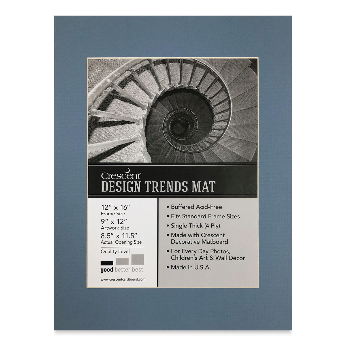 Crescent Pre-Cut Mat - Biscay Blue, 12" x 16" (8-1/2" x 11-1/2" Opening)