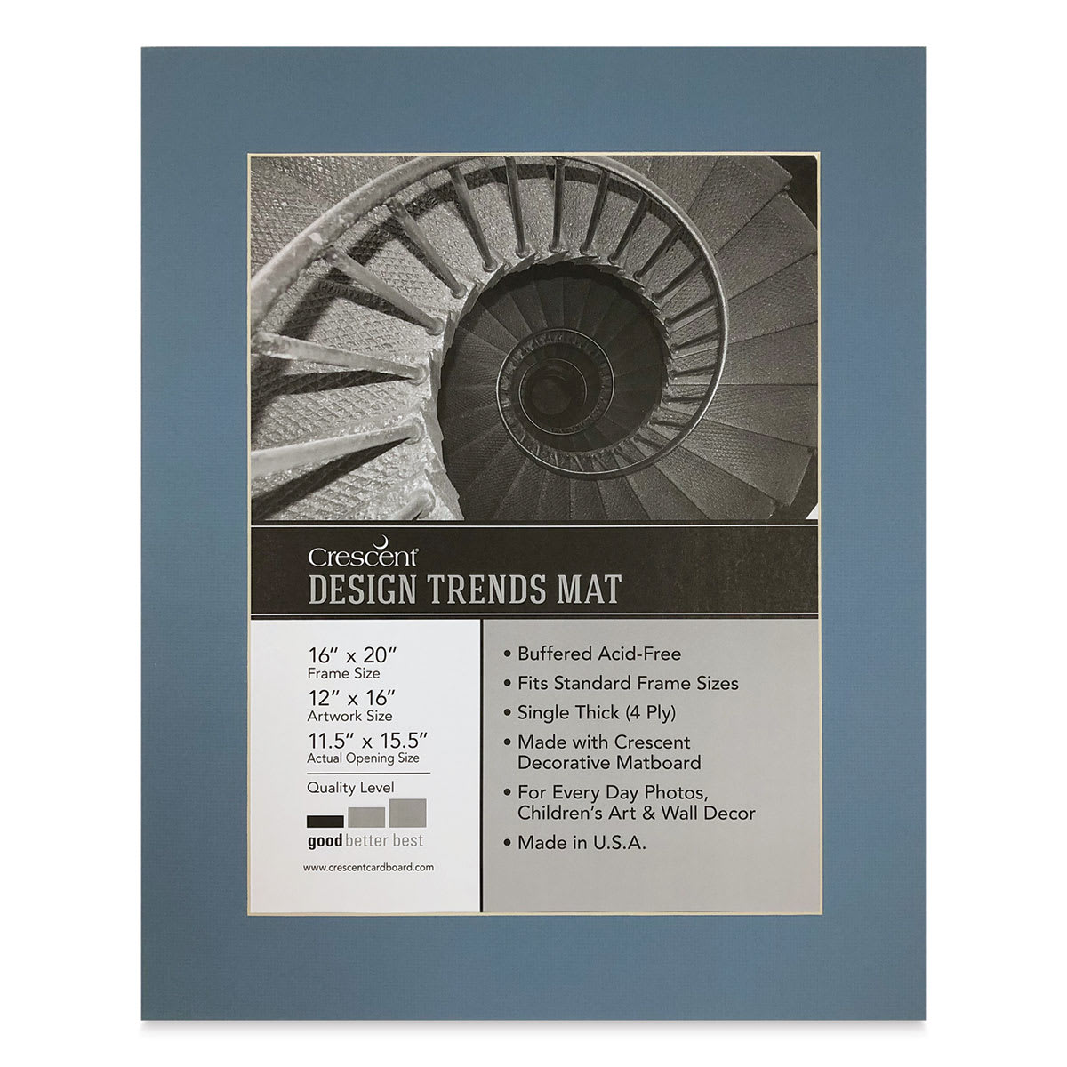 Crescent Pre-Cut Mat - Biscay Blue, 16" x 20" (11-1/2" x 15-1/2" Opening)