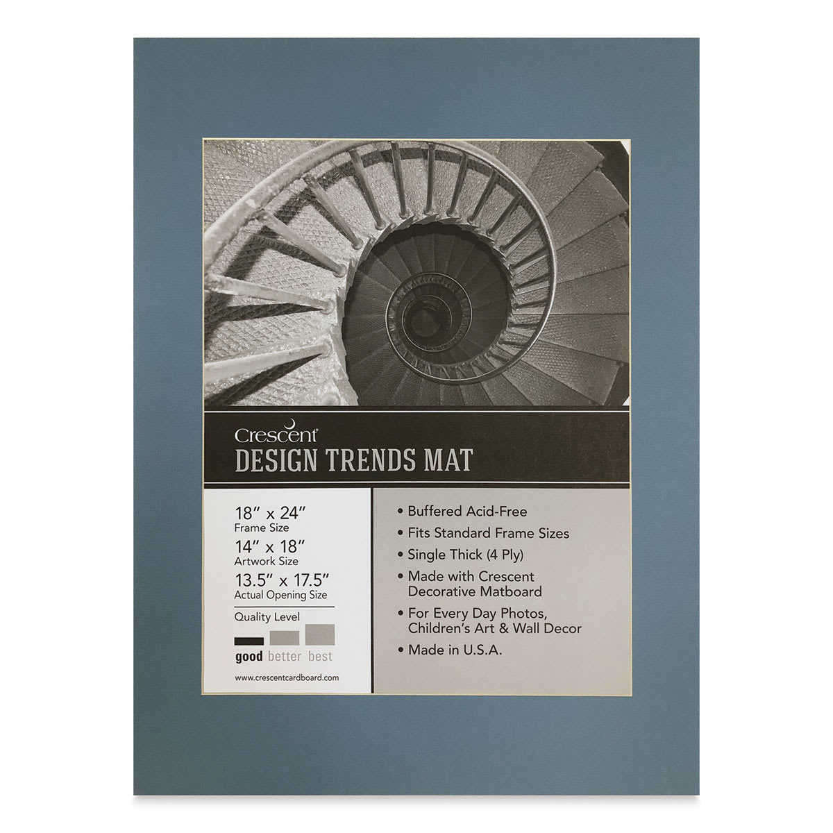 Crescent Pre-Cut Mat - Biscay Blue, 18" x 24" (13-1/2" x 17-1/2" Opening)