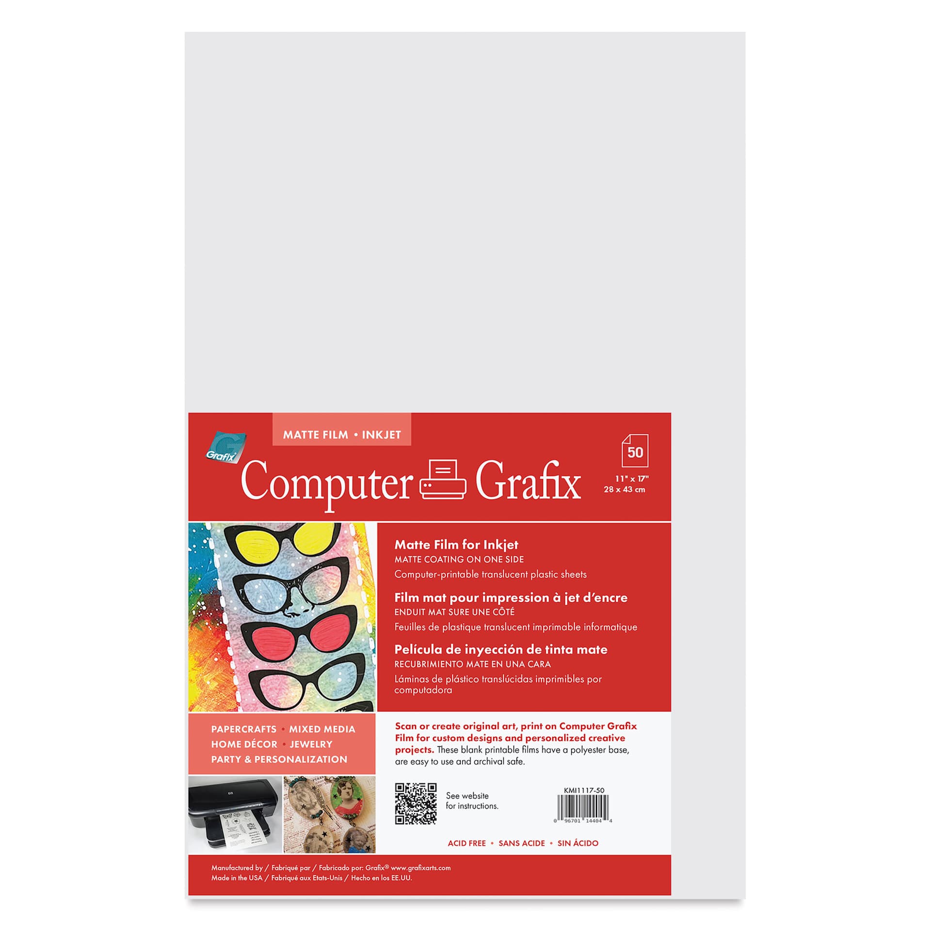 Grafix Matte Inkjet Film - Pkg of 50, 11" x 17"