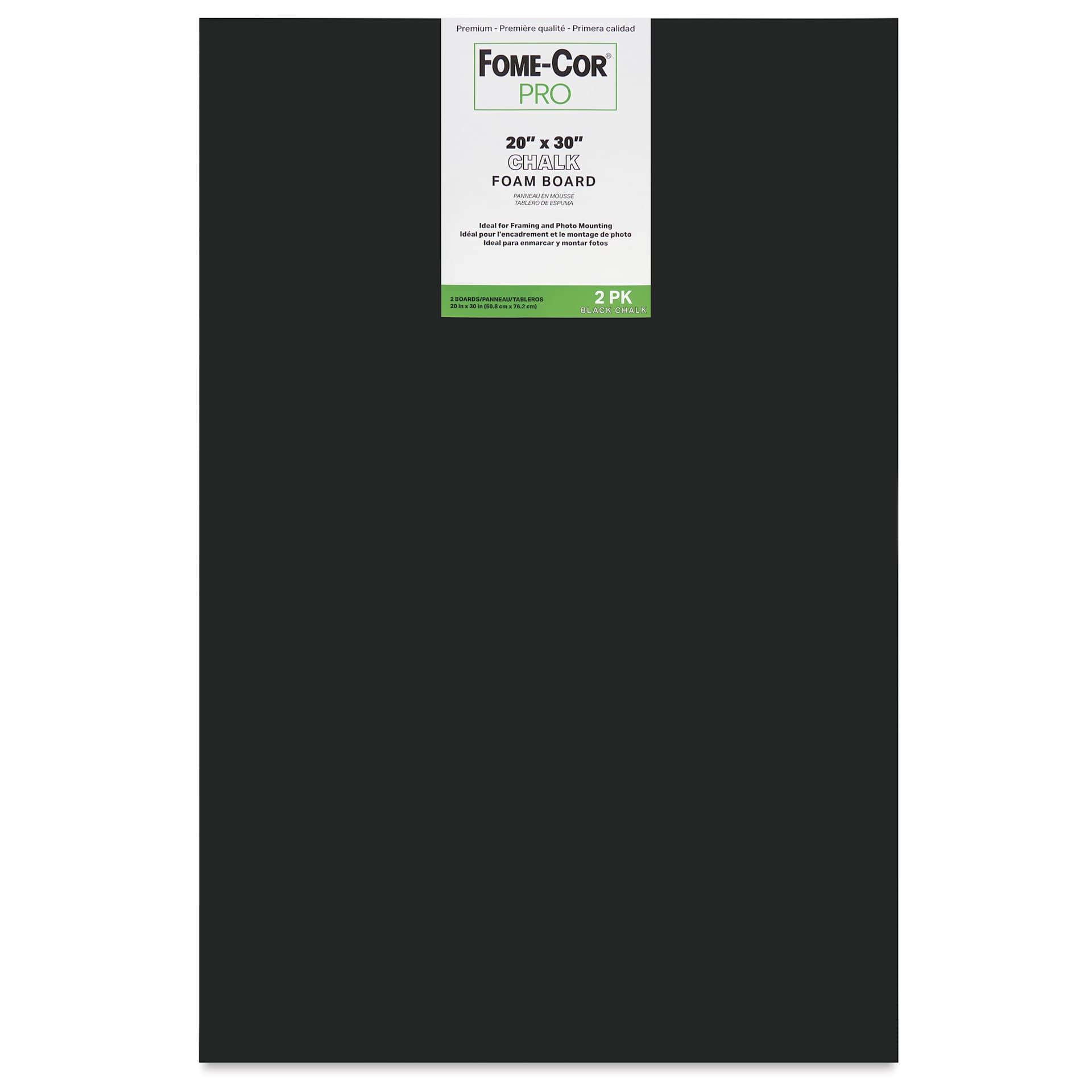 Fome-Cor Pro Black Chalk Foam Board - 20" x 30" x 3/16", Black, Pkg of 2 Sheets, in packaging Fome-Cor Pro Black Chalk Foam Board - 20" x 30" x 3/16", Black, Pkg of 2 Sheets, in packaging