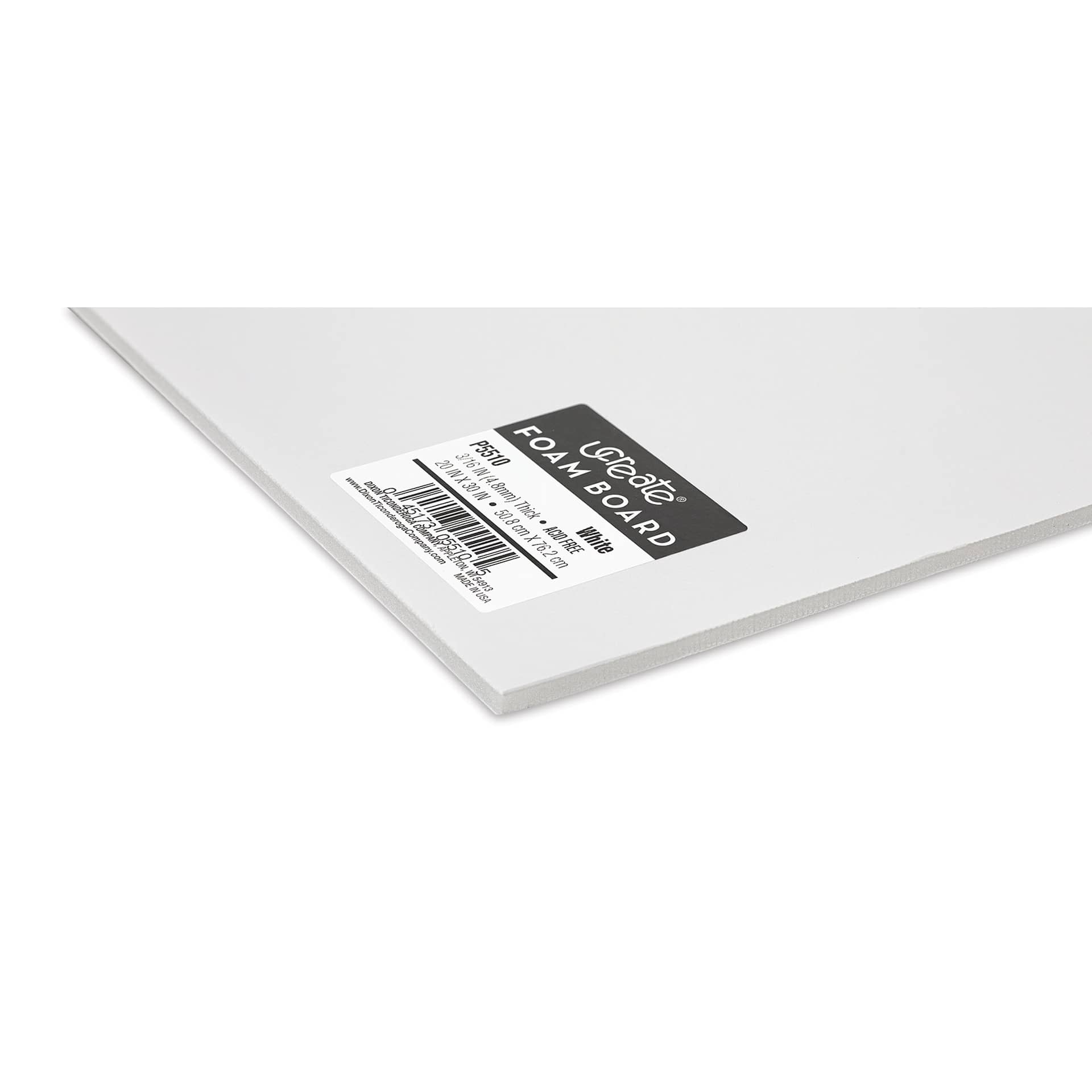 Pacon Ucreate White Foam Boards - 20" x 30", 3/16", Pkg of 10, corner of single board