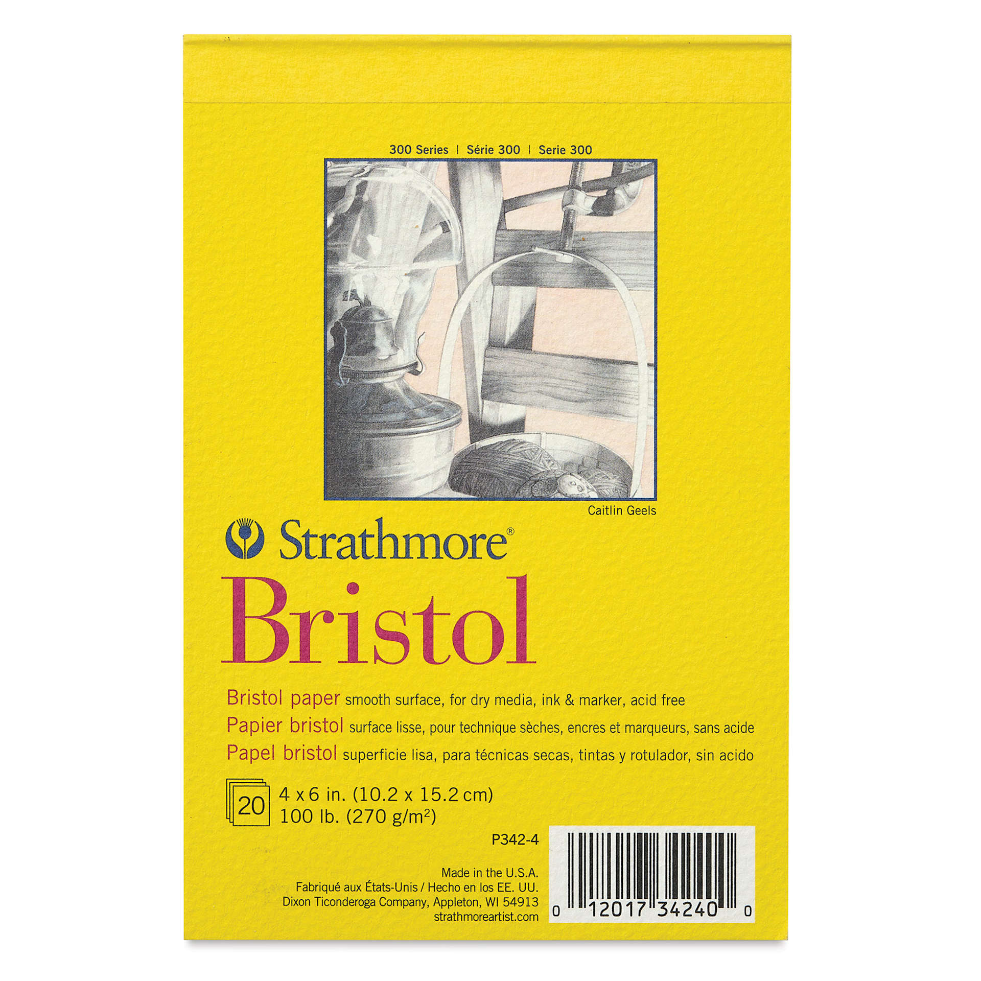 Strathmore 300 Series Bristol Pad - 4" x 6", Smooth, 20 Sheets, front