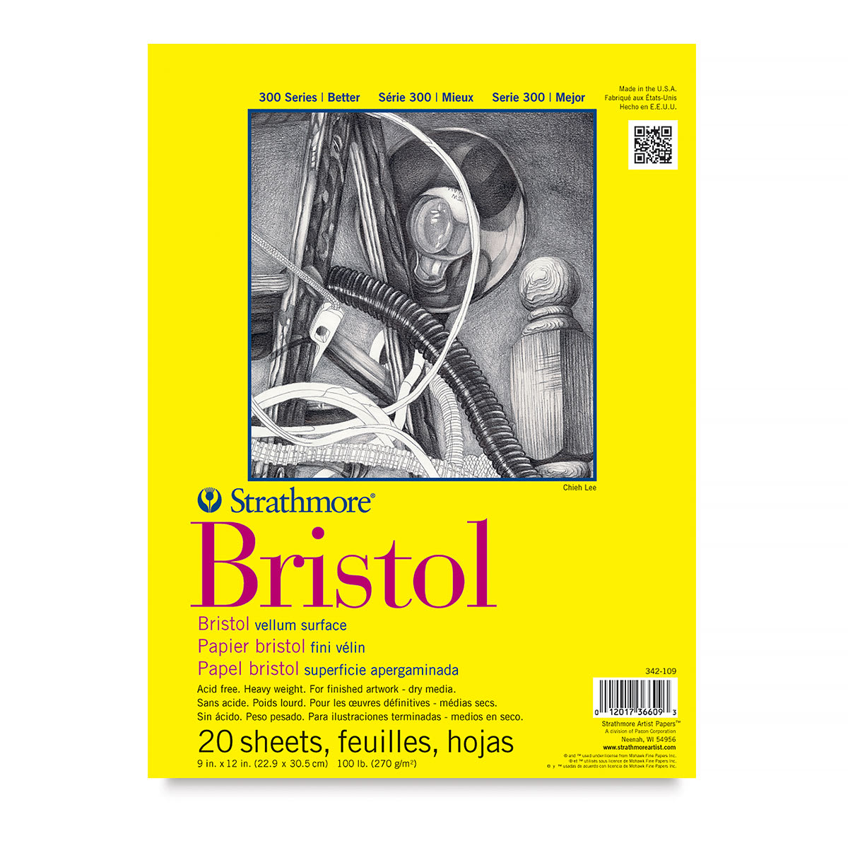Strathmore 300 Series Bristol Pad - 9" x 12", Vellum, 20 Sheets