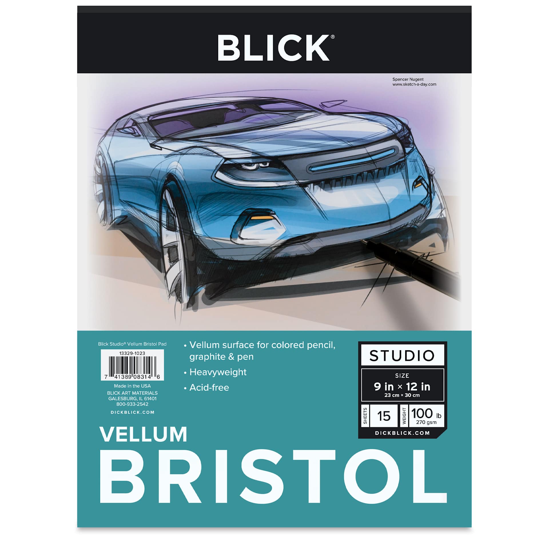 Blick Bristol Pad - 9" x 12", Vellum, 15 Sheets, front cover