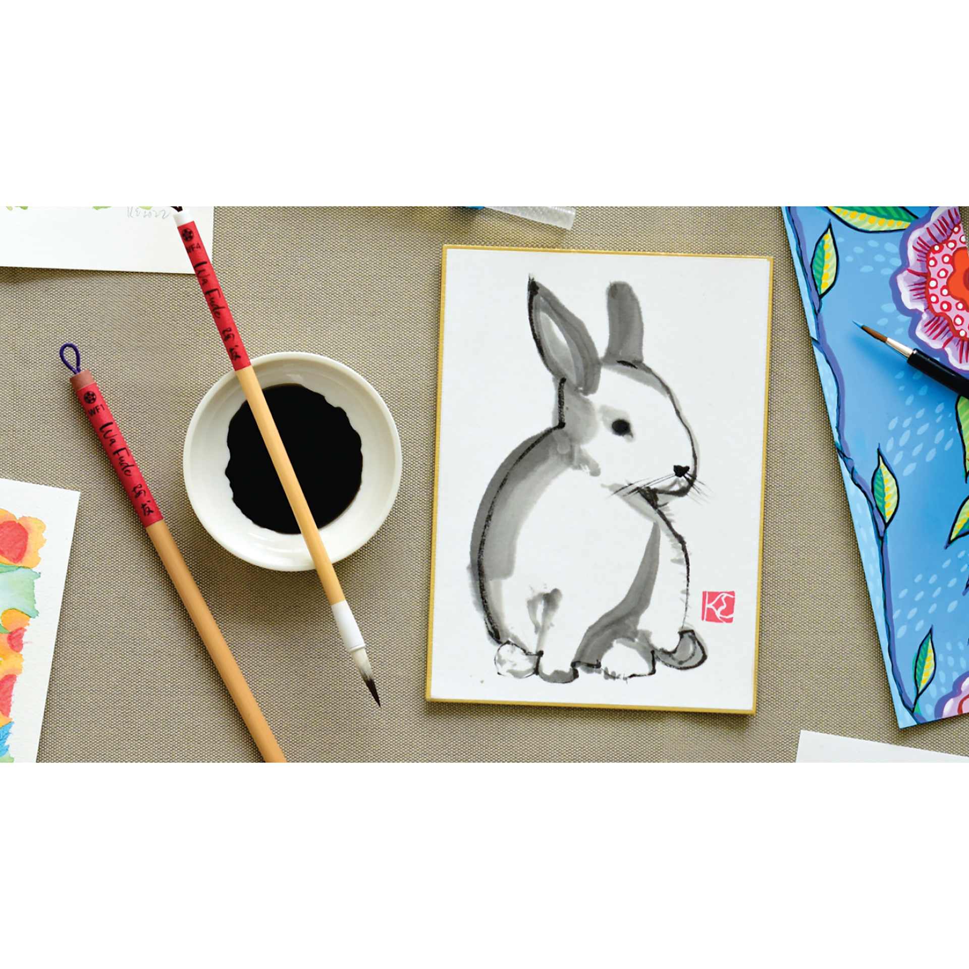 Yasutomo Japanese Shikishi Boards, artwork on desk