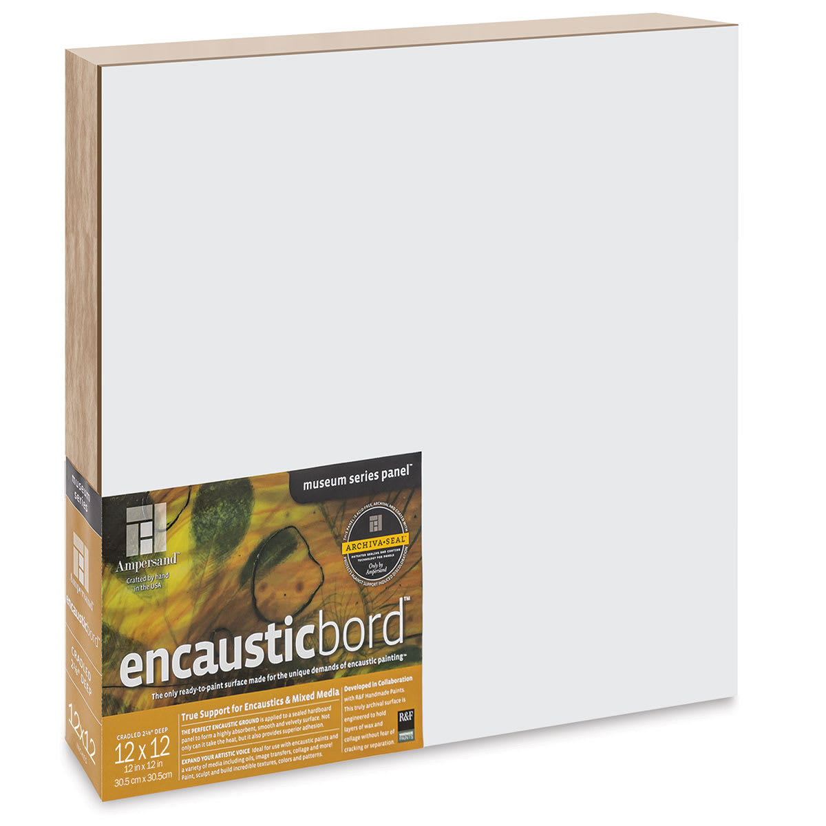 Ampersand Encausticbord - 12" x 12" x 2-1/8", Cradled