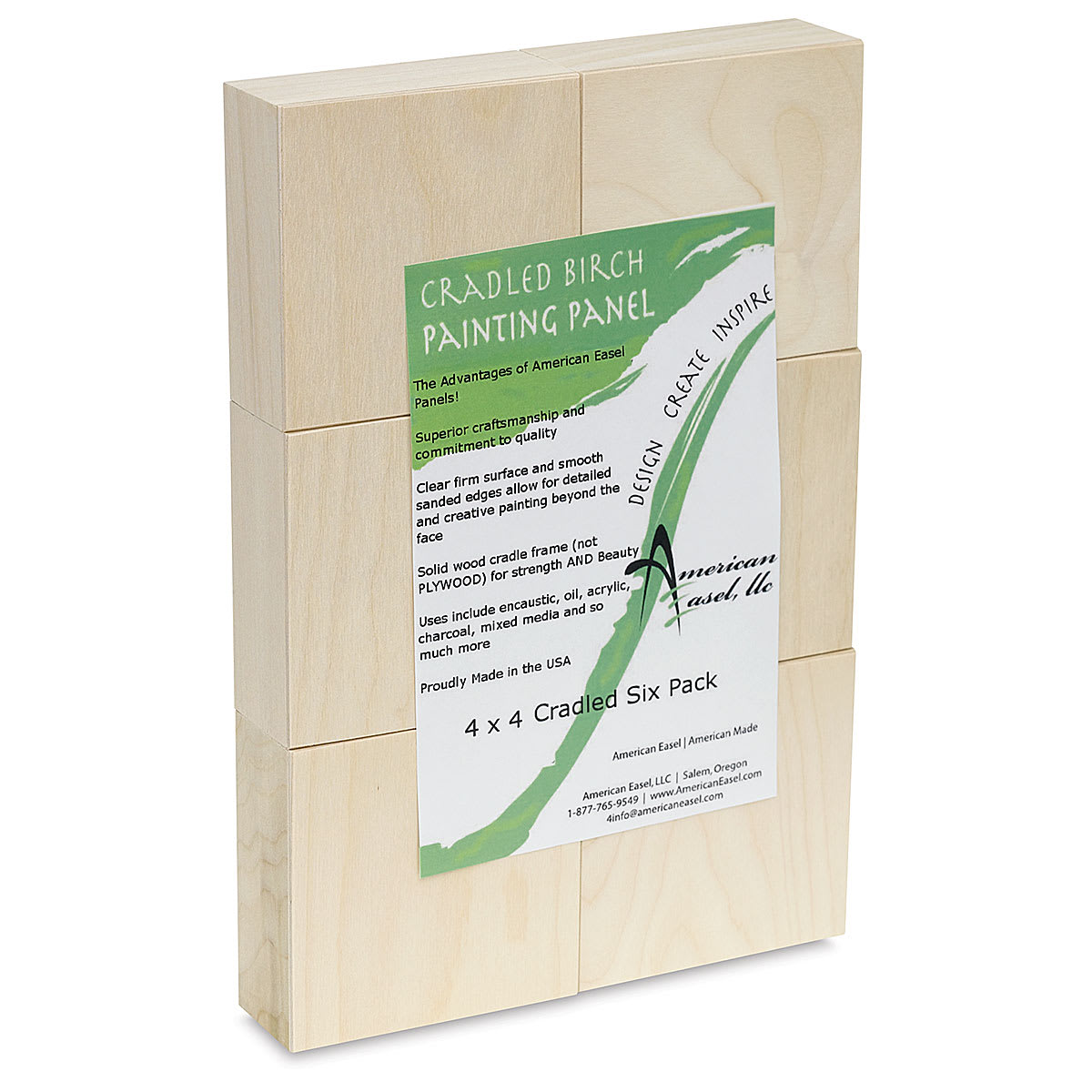 American Easel Painting Panel Pack - 4" x 4" x 1 5/8", Wood, Deep, Pkg of 6