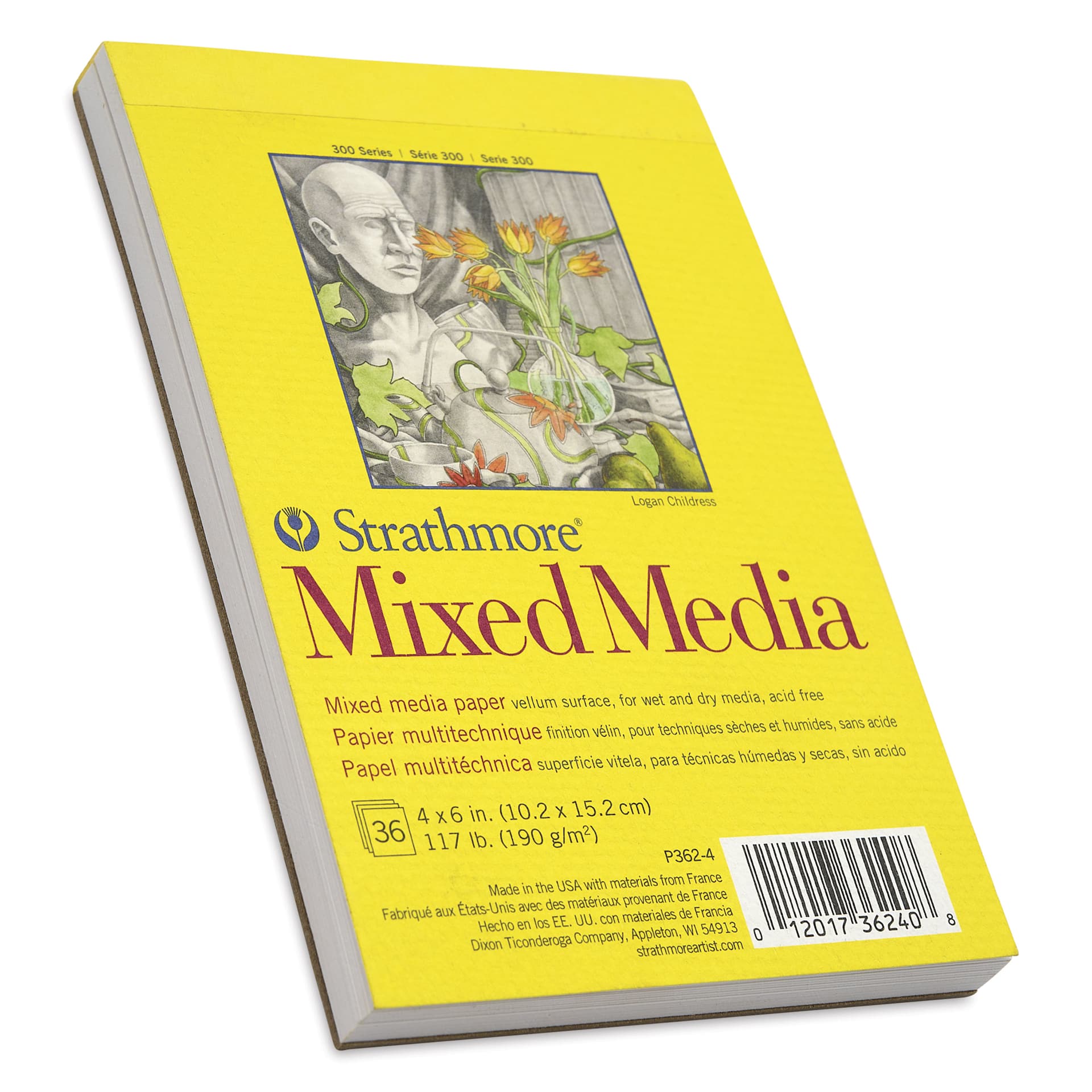 Strathmore 300 Series Tapebound Mini Mixed Media Pad - 4" x 6", side view to show thickness