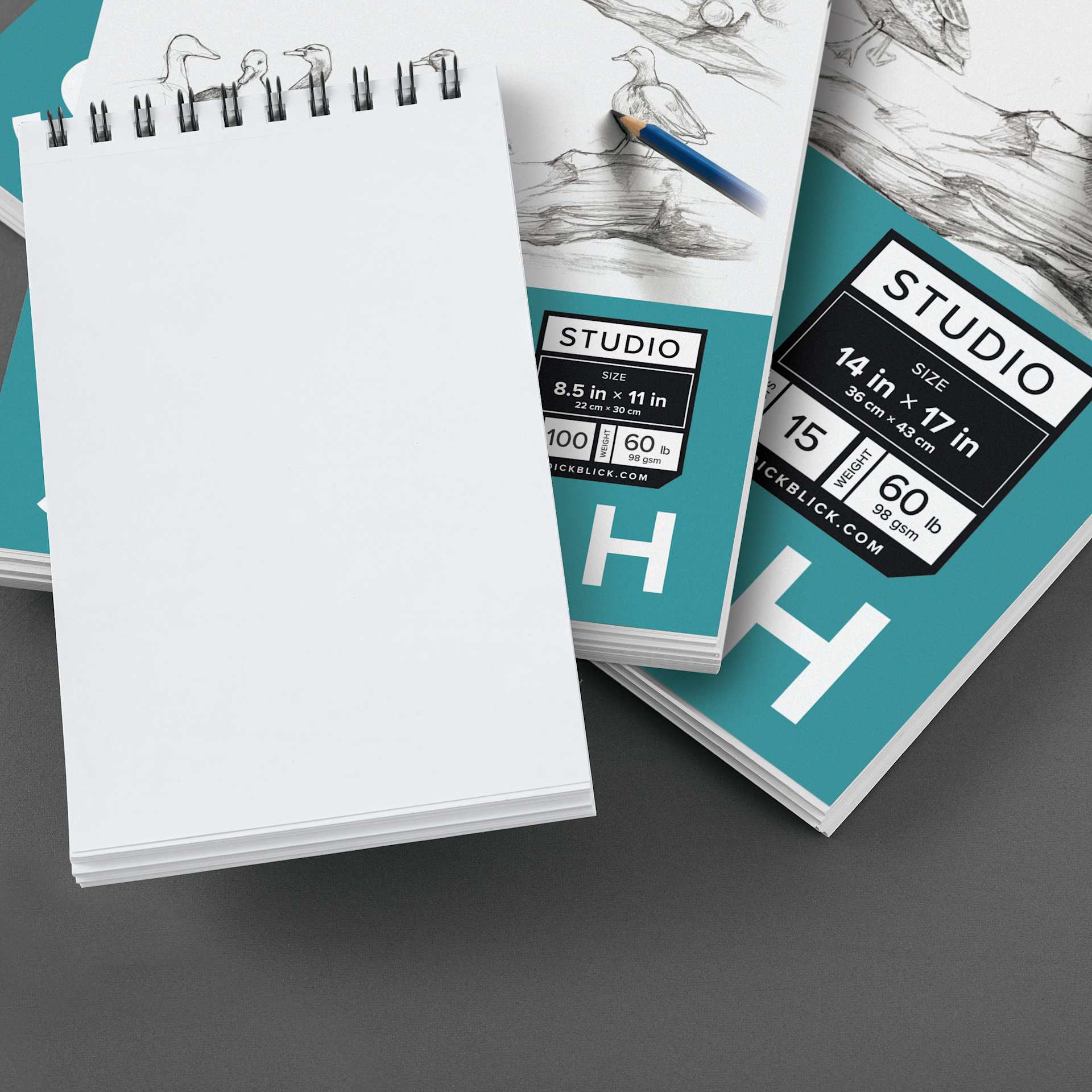 Blick Studio Sketch Pads, open and closed pads