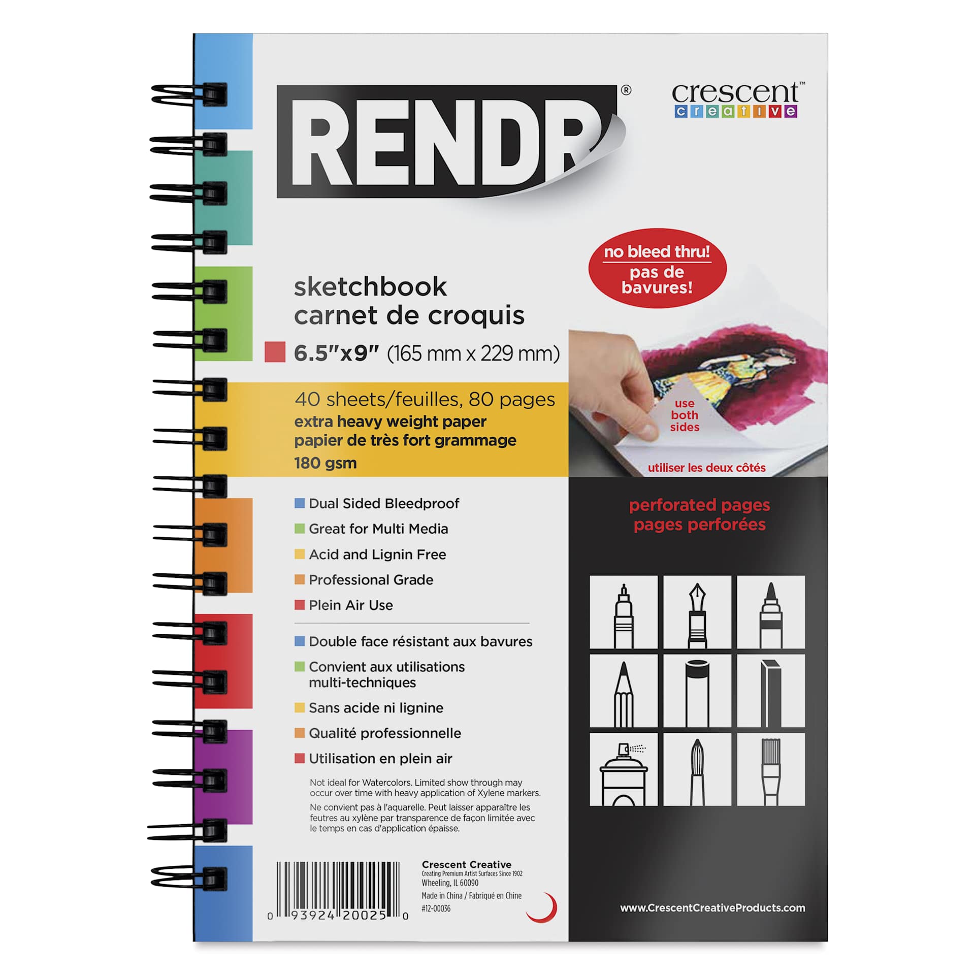Crescent Rendr Wirebound Sketchbook - 6-1/2" x 9", front cover