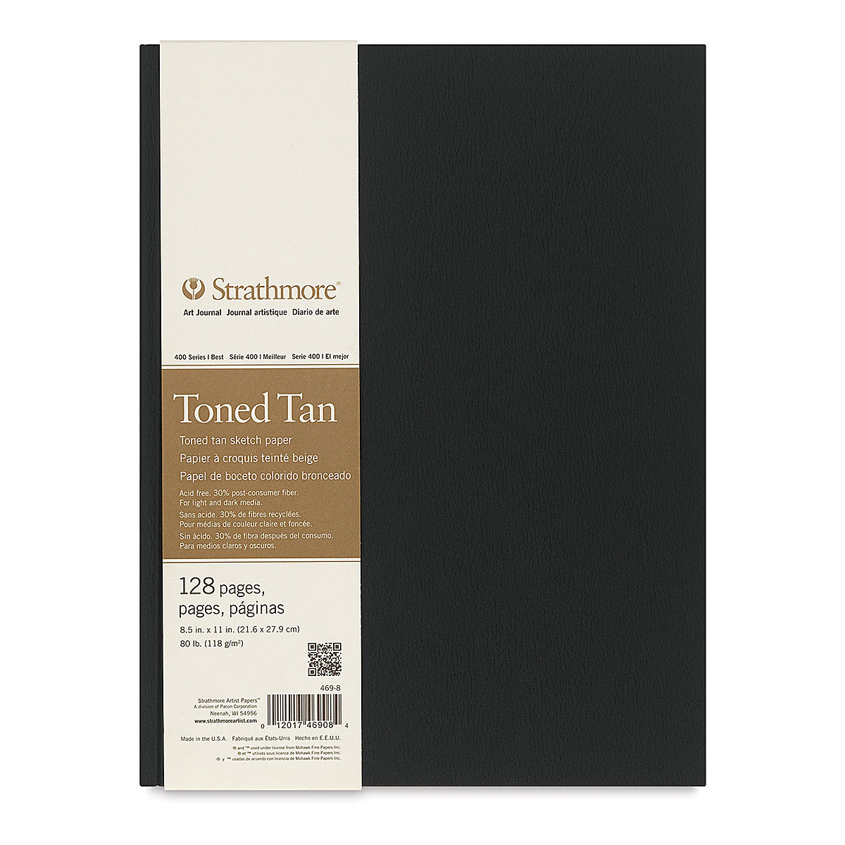 Strathmore Hardbound Toned Sketch Journal - Front view of cover of Toned Tan Journal with label Strathmore Hardbound Toned Sketch Journal - Front view of cover of Toned Tan Journal with label