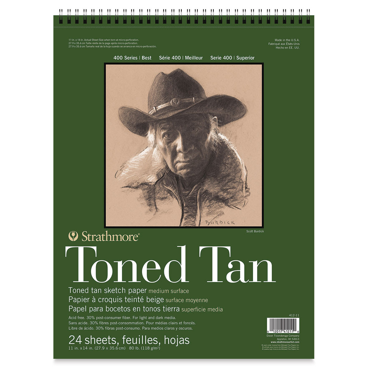 Strathmore 400 Series Recycled Toned Sketch Pad - 11'' x 14'', 24 Sheets, Warm Tan