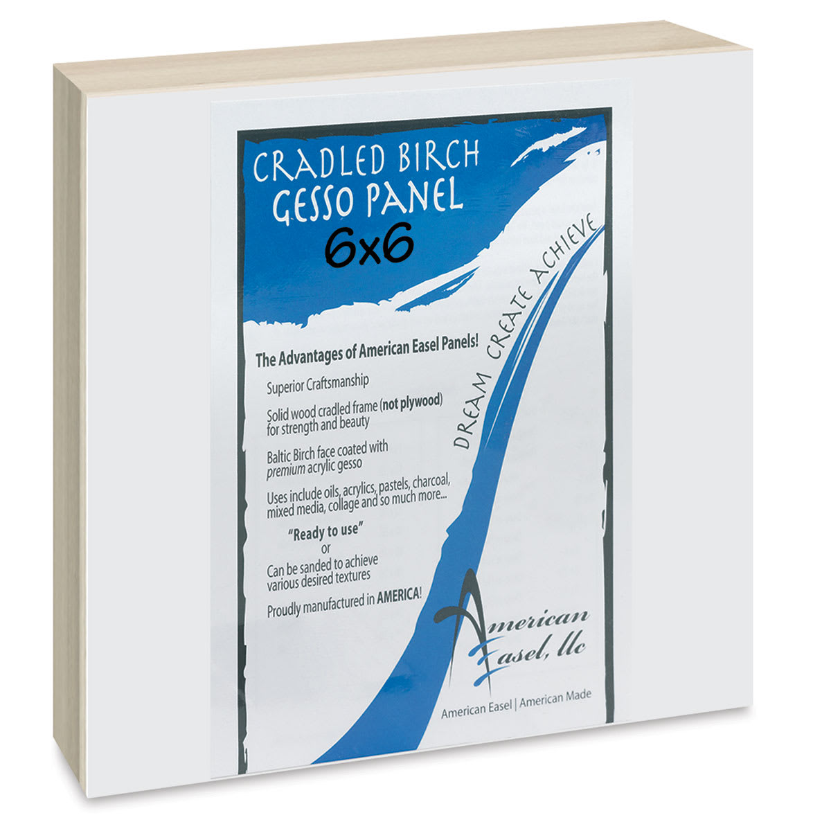 American Easel Gessoed Wood Painting Panel - 6" x 6", 7/8" Cradle