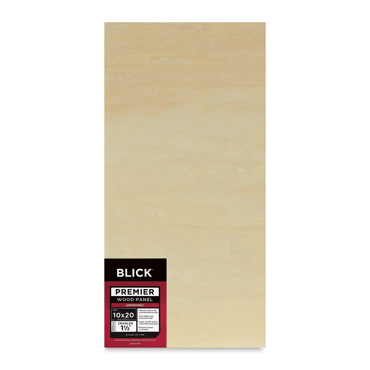 Blick Premier Wood Panel - 10'' x 20'', 1-1/2'' Gallery Profile, Cradled (front)