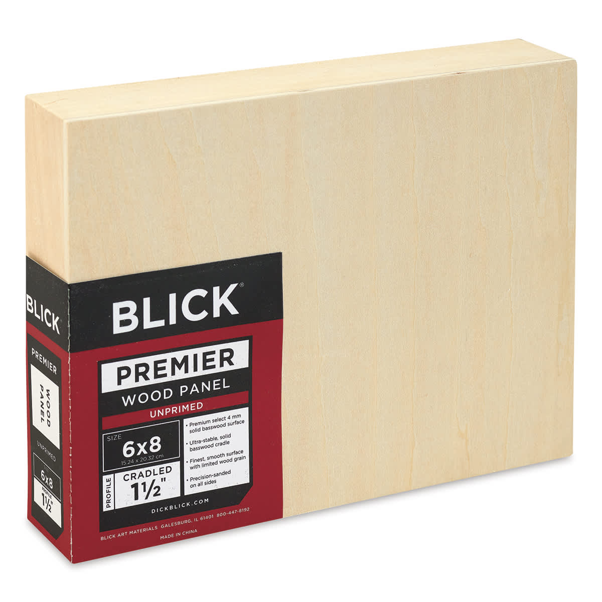Blick Premier Wood Panel - 6'' x 8'', 1-1/2'' Gallery Profile, Cradled (side view)