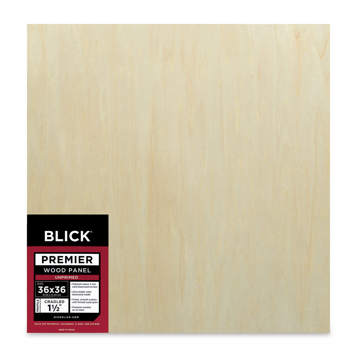 Blick Premier Wood Panel - 36'' x 36'', 1-1/2'' Gallery Profile, Cradled (front)