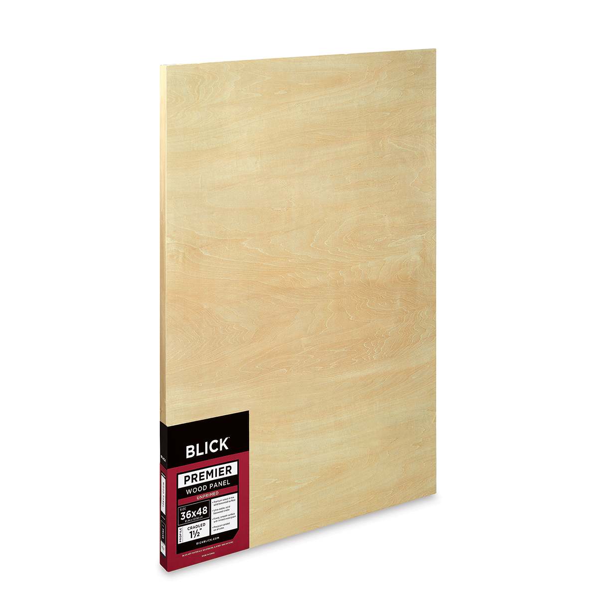 Blick Premier Wood Panel - 36'' x 48'', 1-1/2'' Gallery Profile, Cradled (side view)