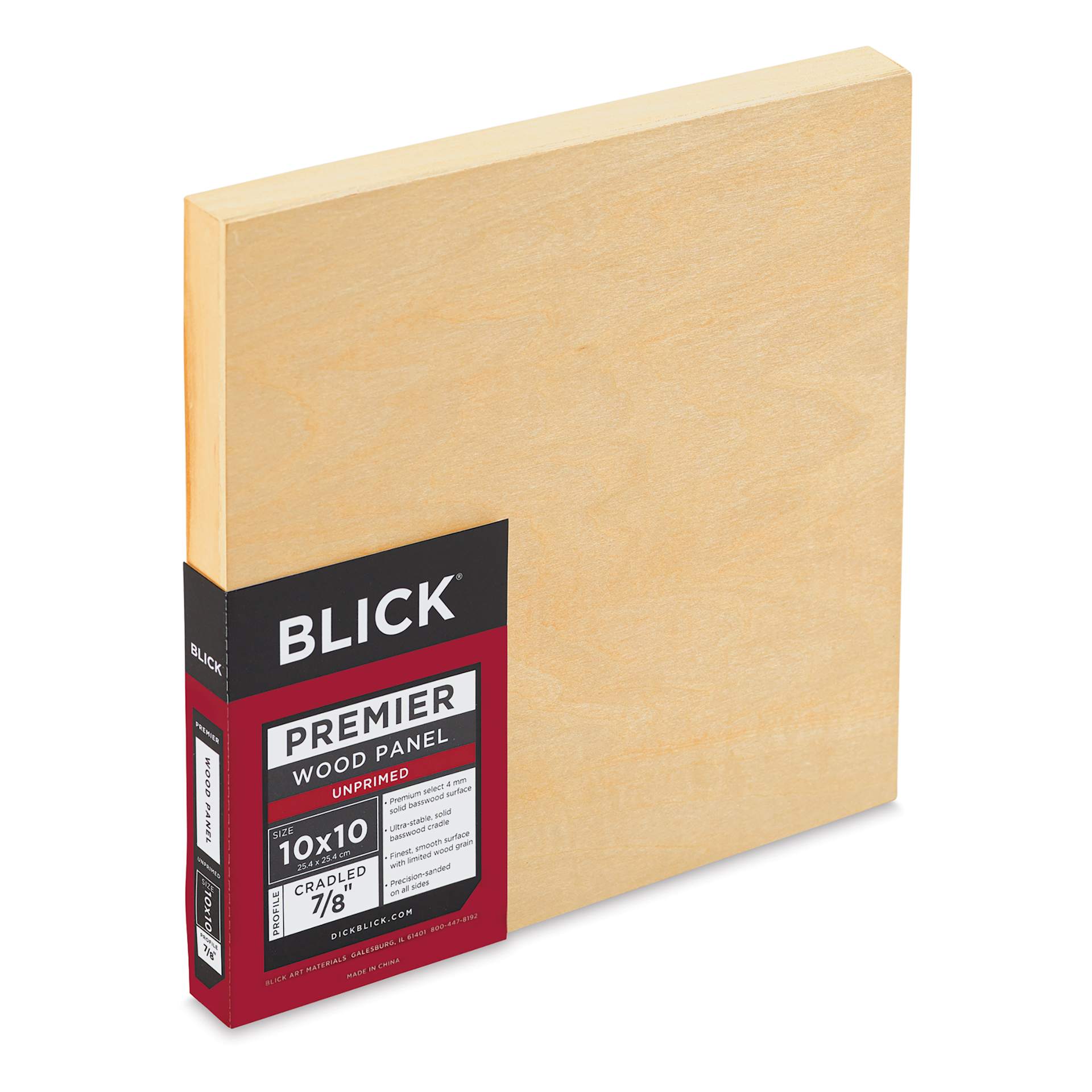 Blick Premier Wood Panel - 10" x 10", 7/8" Traditional Profile, Cradled