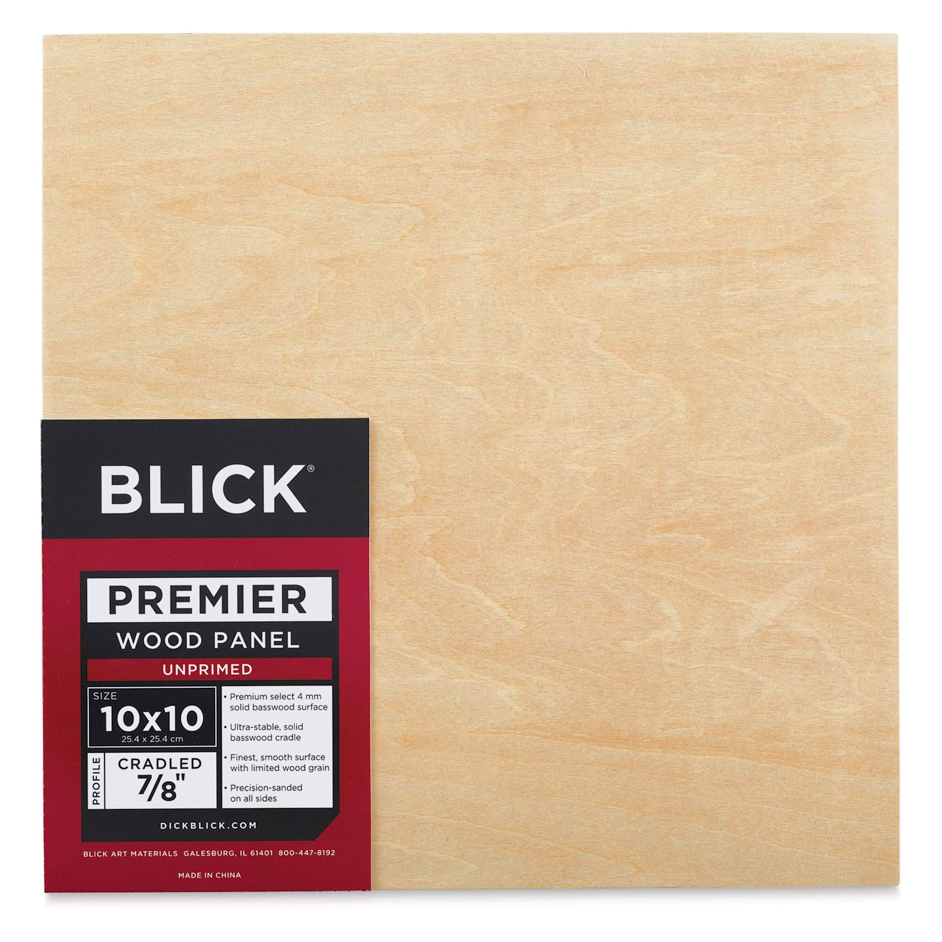 Blick Premier Wood Panel - 10" x 10", 7/8" Traditional Profile, Cradled