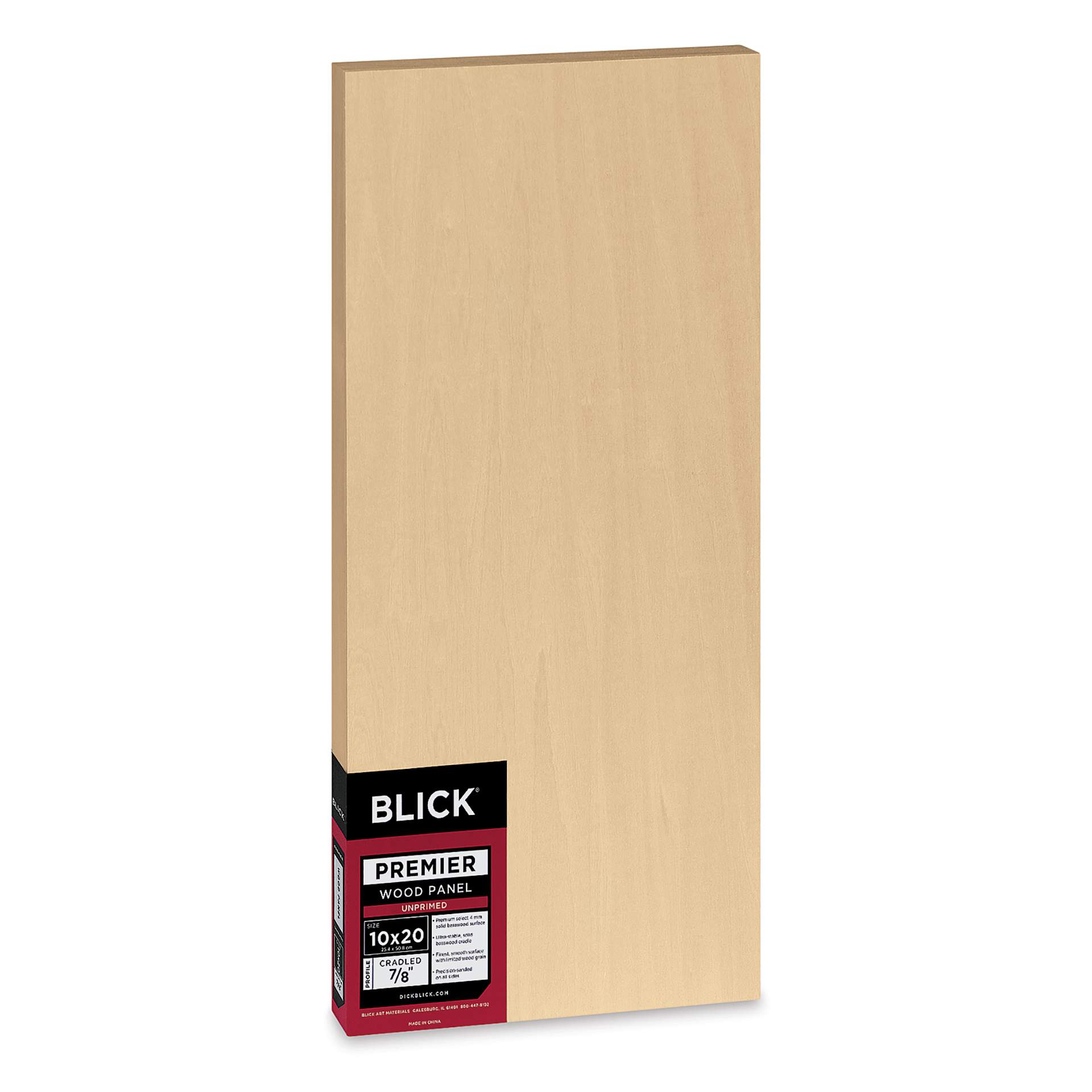Blick Premier Wood Panel - 10" x 20", 7/8" Traditional Profile, Cradled