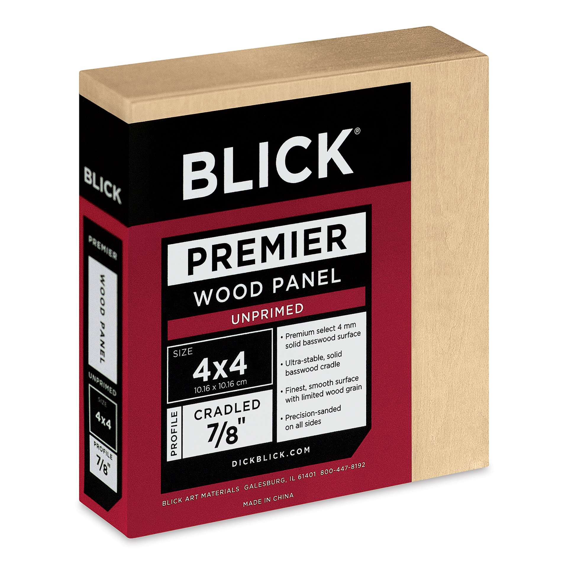 Blick Premier Wood Panel - 4" x 4", 7/8" Traditional Profile, Cradled