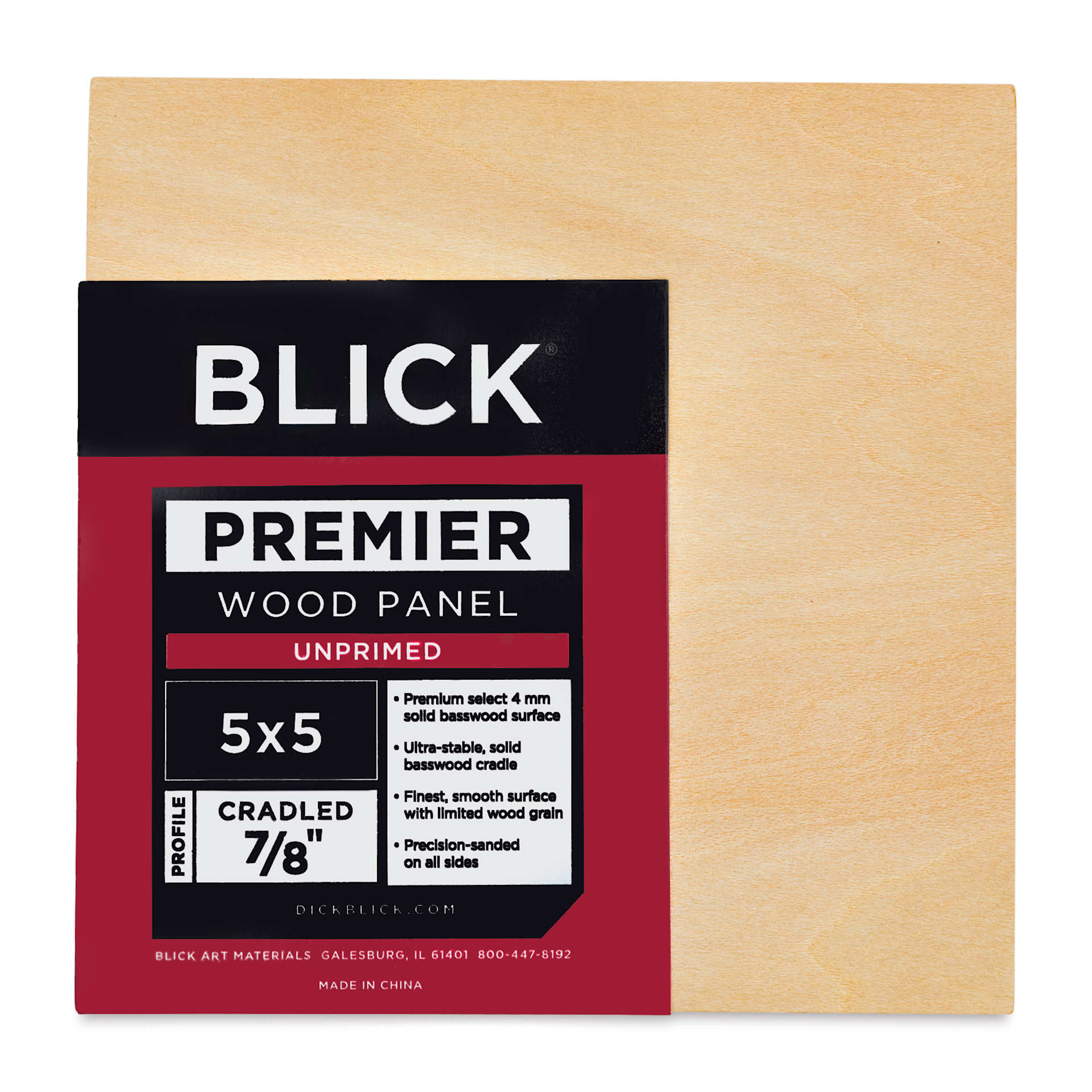 Blick Premier Wood Panel - 5" x 5", 7/8" Traditional Profile, Cradled