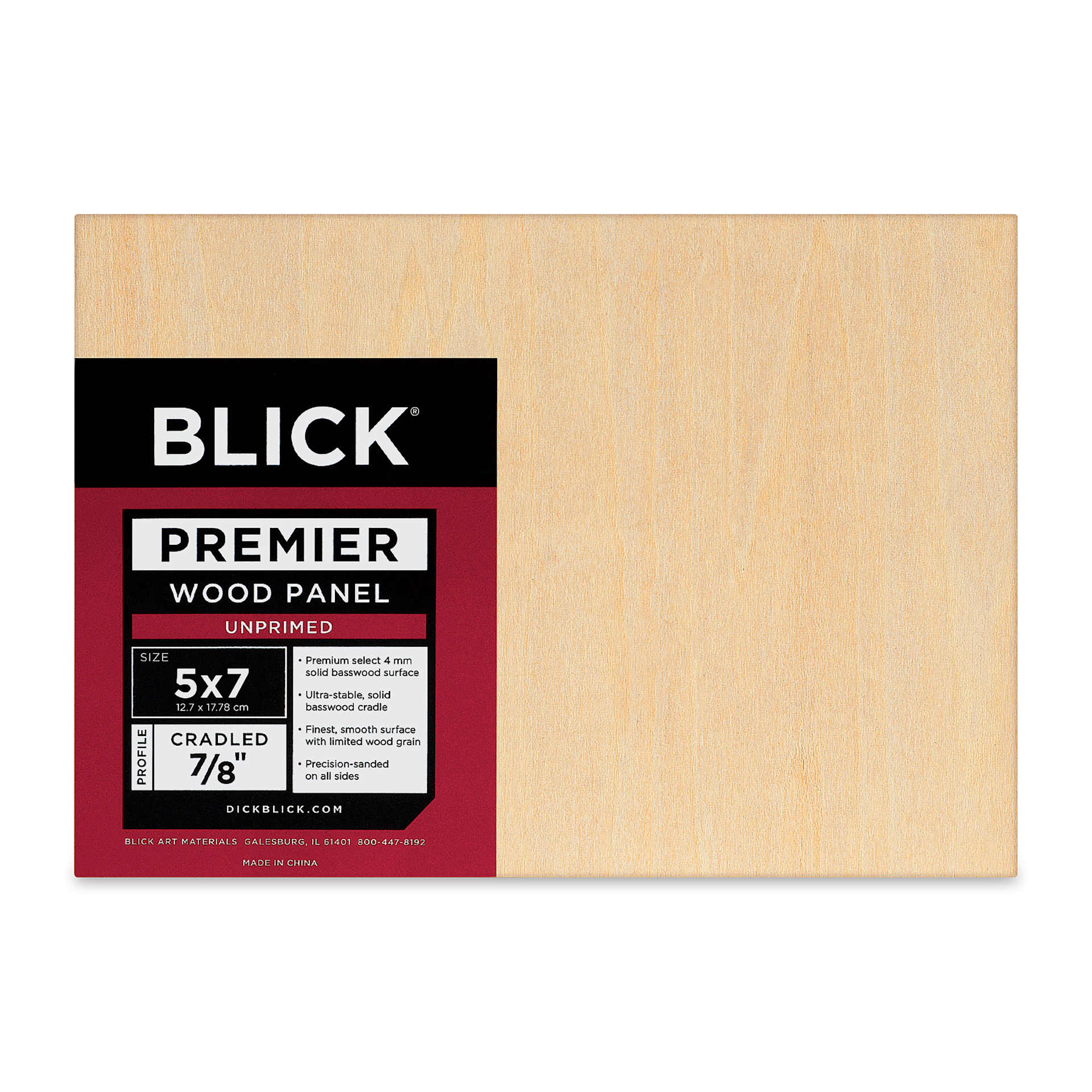 Blick Premier Wood Panel - 5" x 7", 7/8" Traditional Profile, Cradled